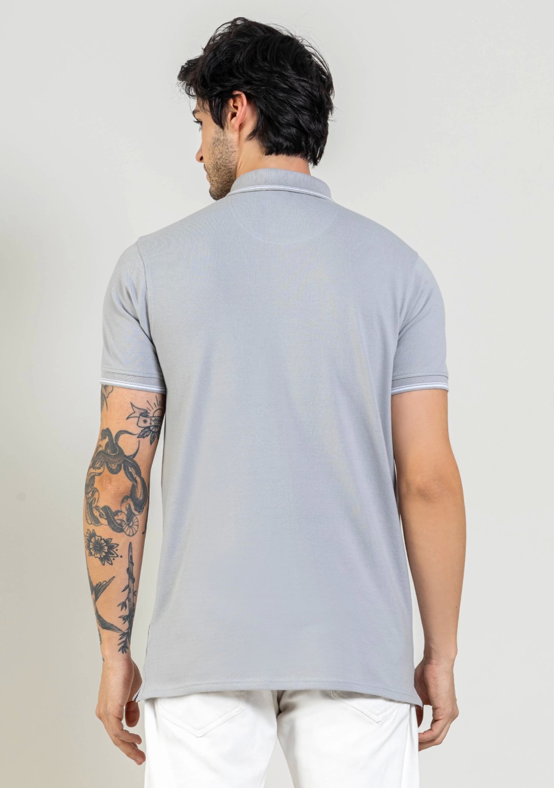 Grey Regular Fit Men's Polo T-Shirt