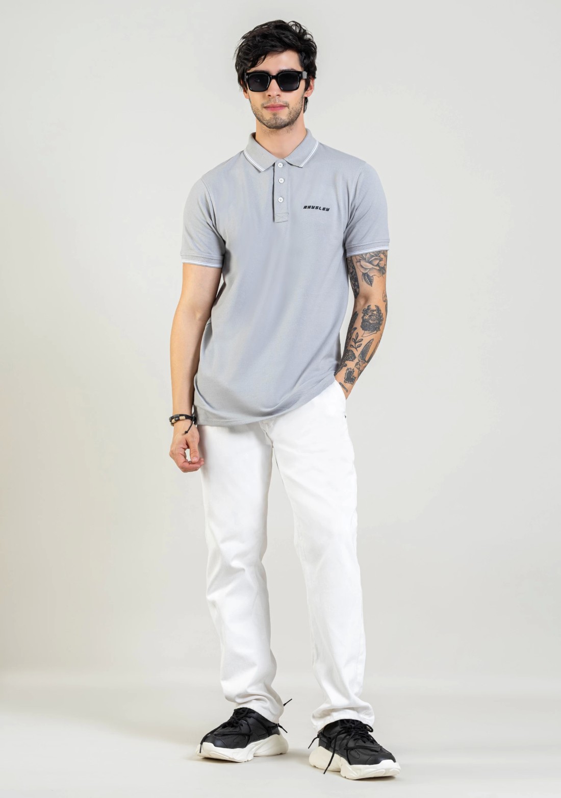 Grey Regular Fit Men's Polo T-Shirt