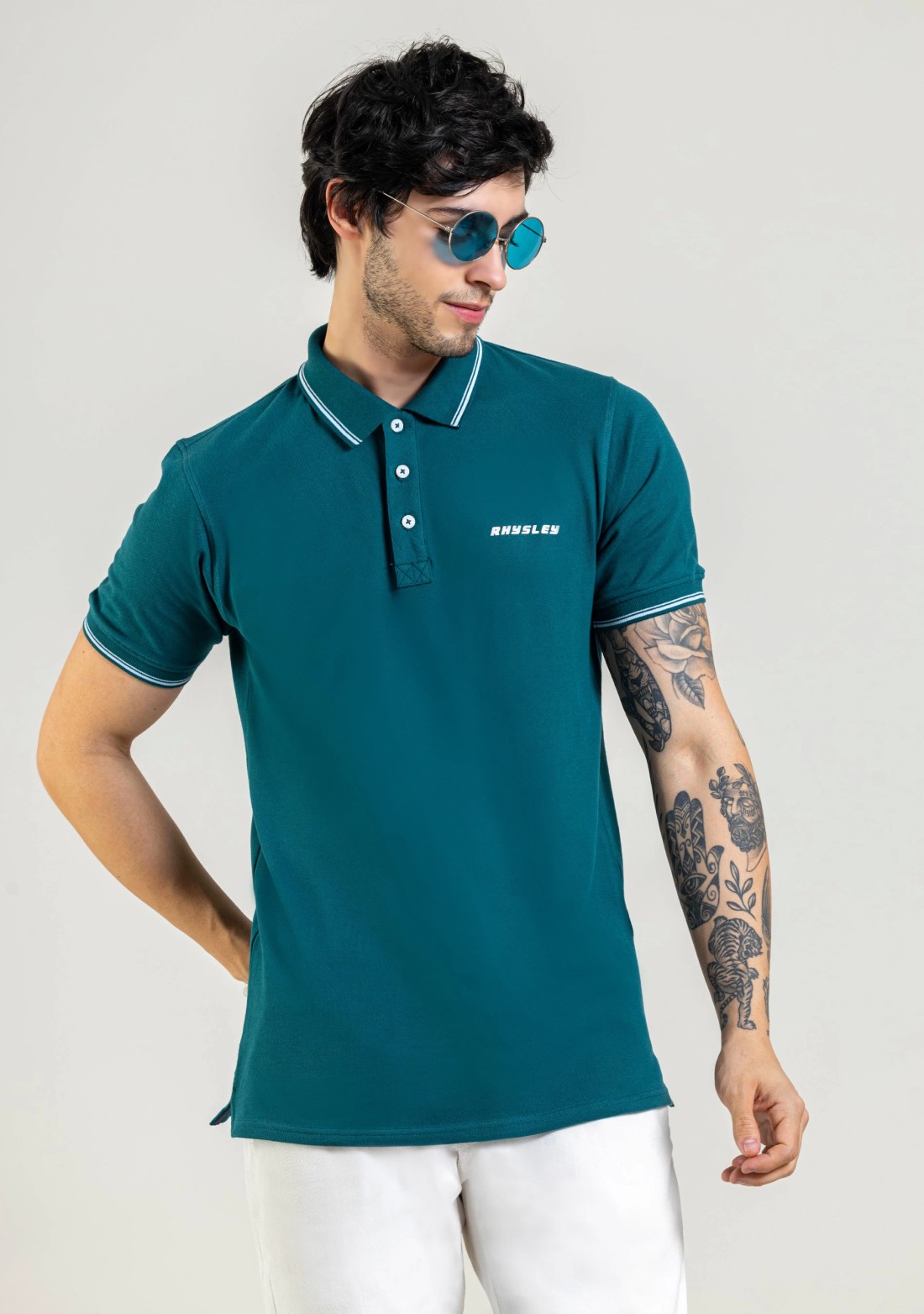 Peacock Blue Regular Fit Men's Polo T-Shirt