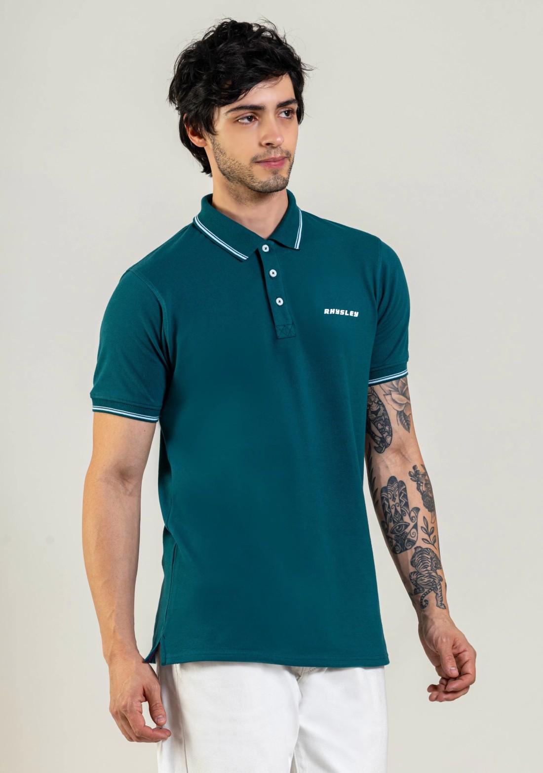 Peacock Blue Regular Fit Men's Polo T-Shirt