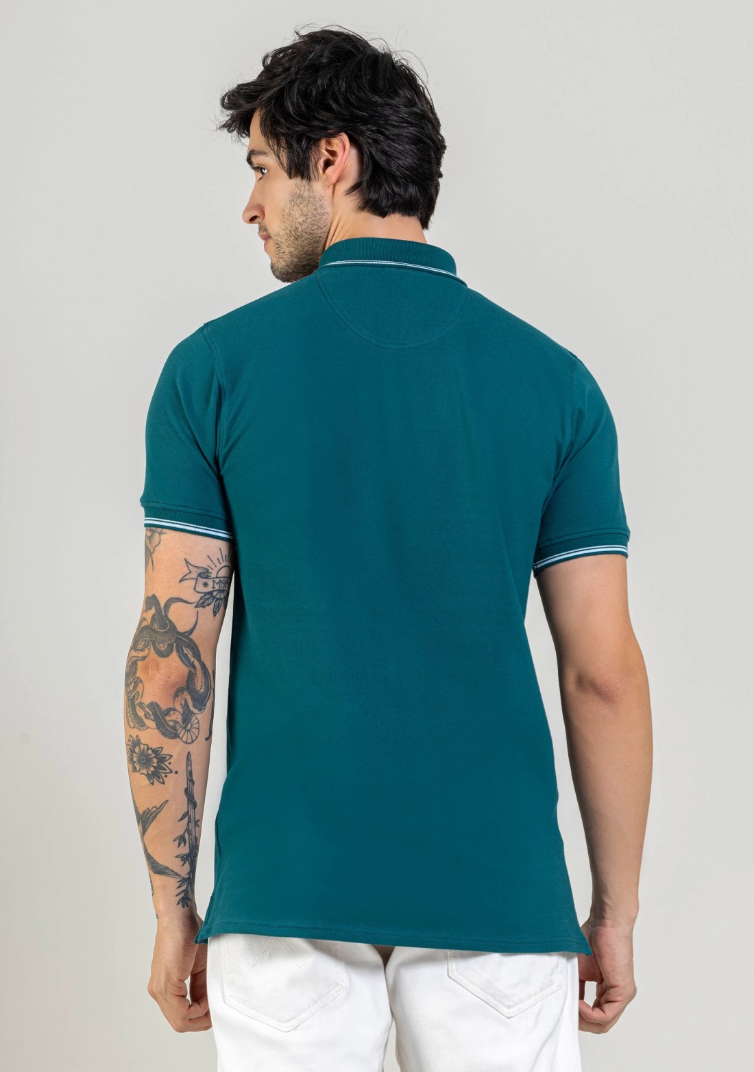 Peacock Blue Regular Fit Men's Polo T-Shirt