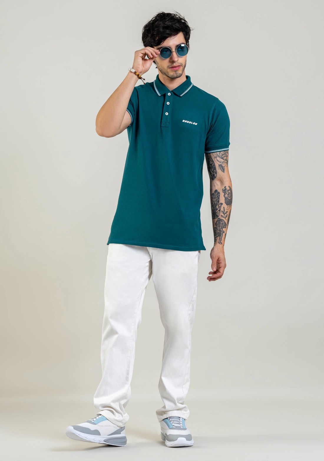 Peacock Blue Regular Fit Men's Polo T-Shirt