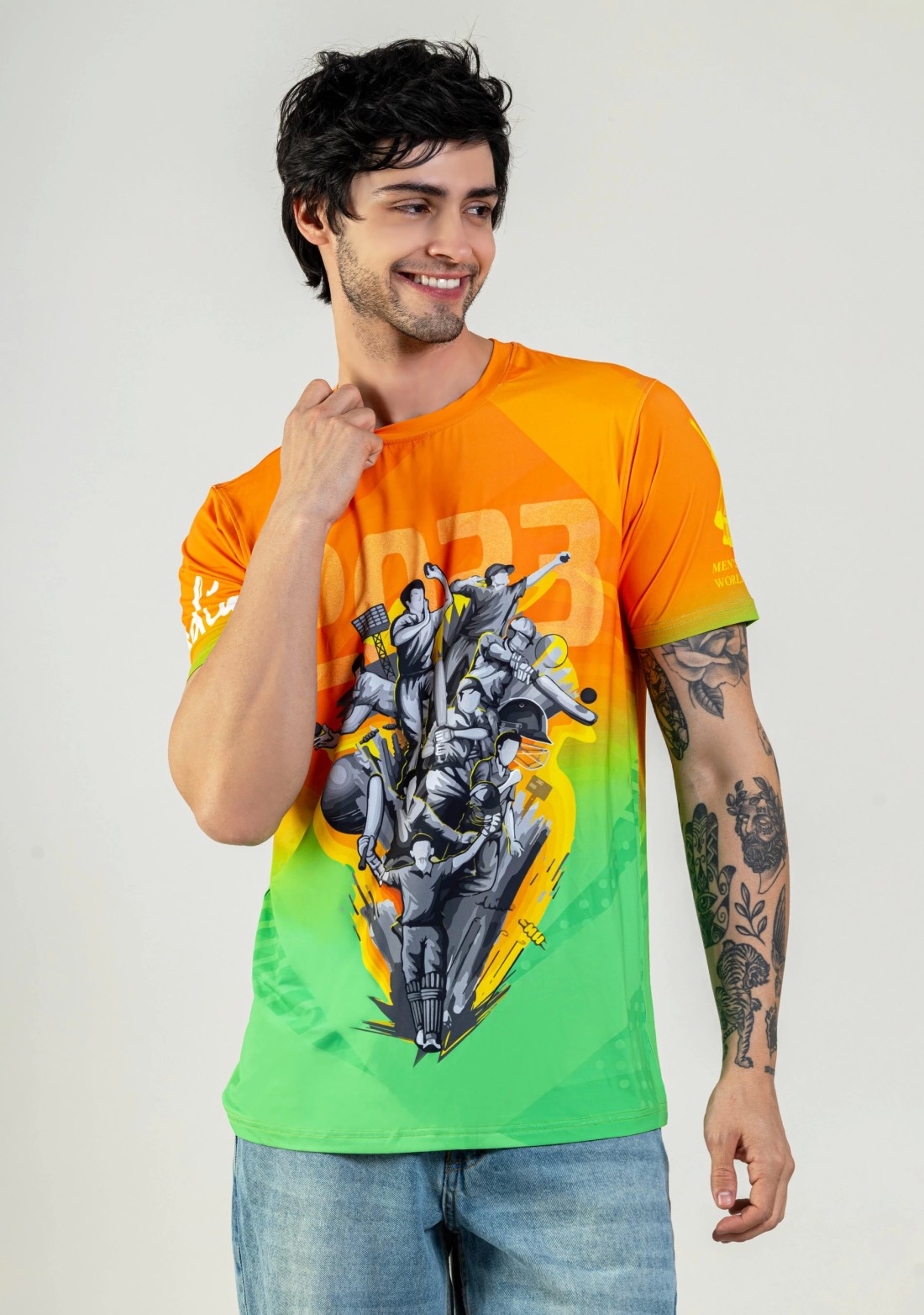 Cricket World Cup Orange & Green Men's Jersey