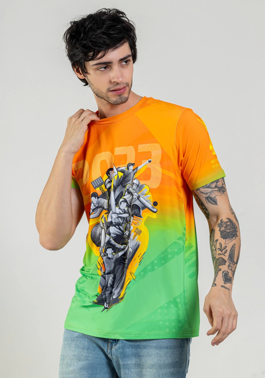 Cricket World Cup Orange & Green Men's Jersey