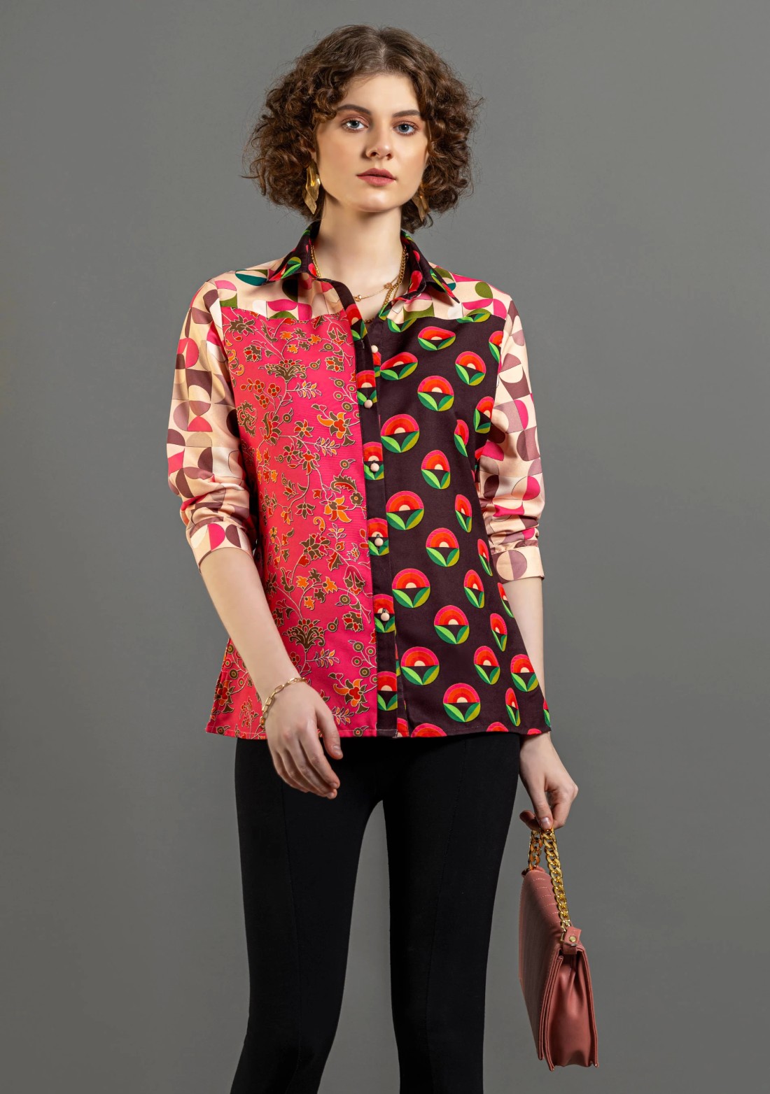 Multi Colour Printed Button Down Shirt