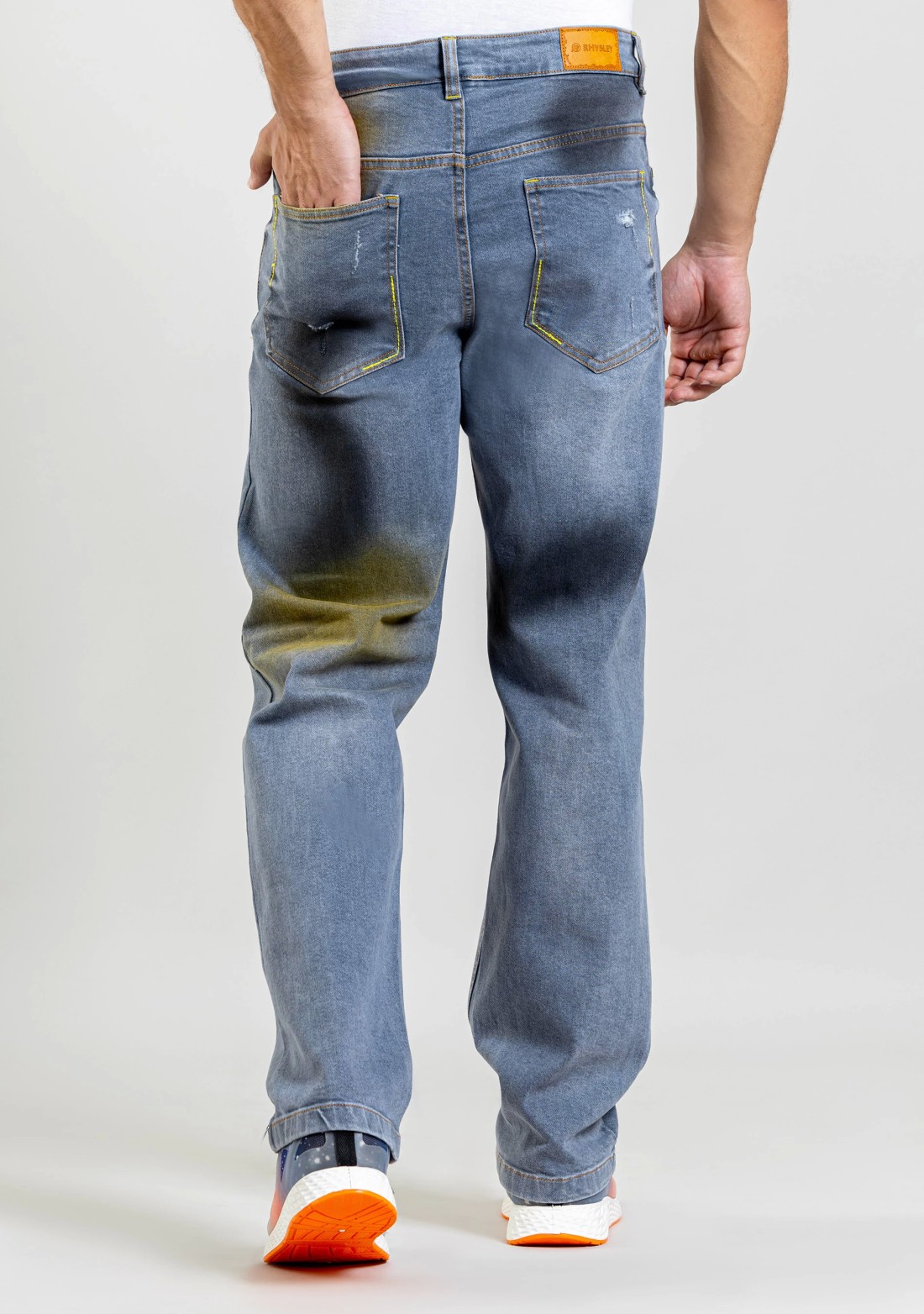 Grey Relaxed Straight Fit Men’s Distressed Jeans