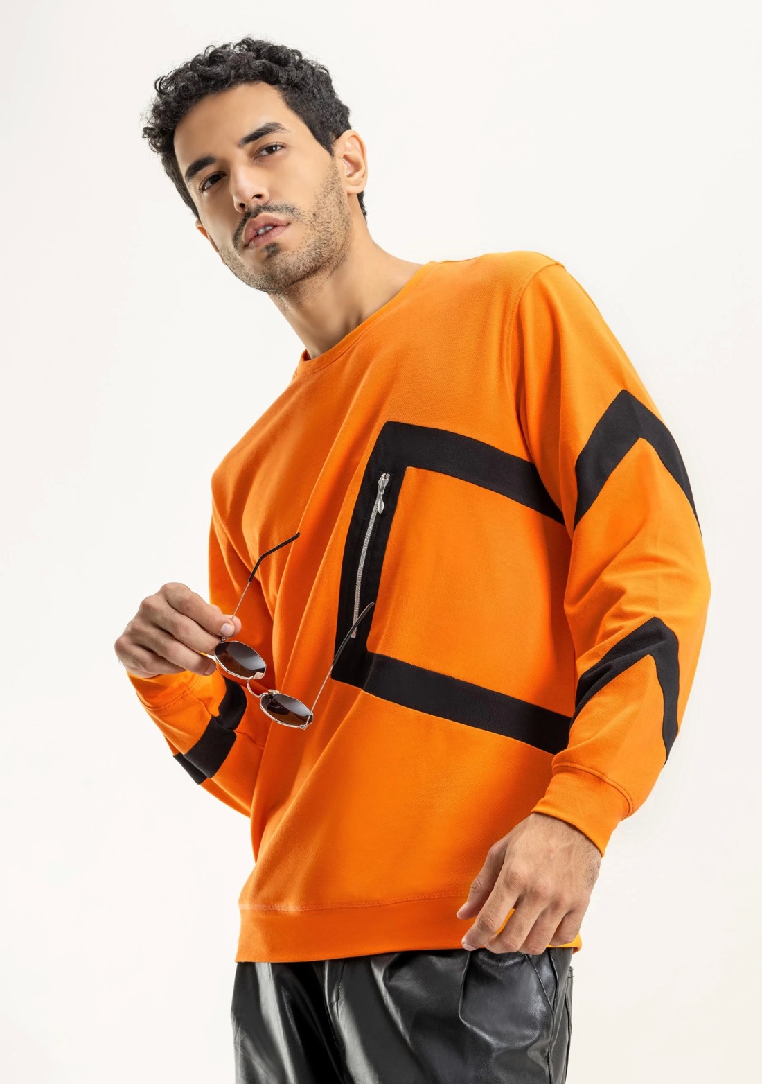 Orange Regular fit Rhysley Men's Full Sleeves T-Shirt