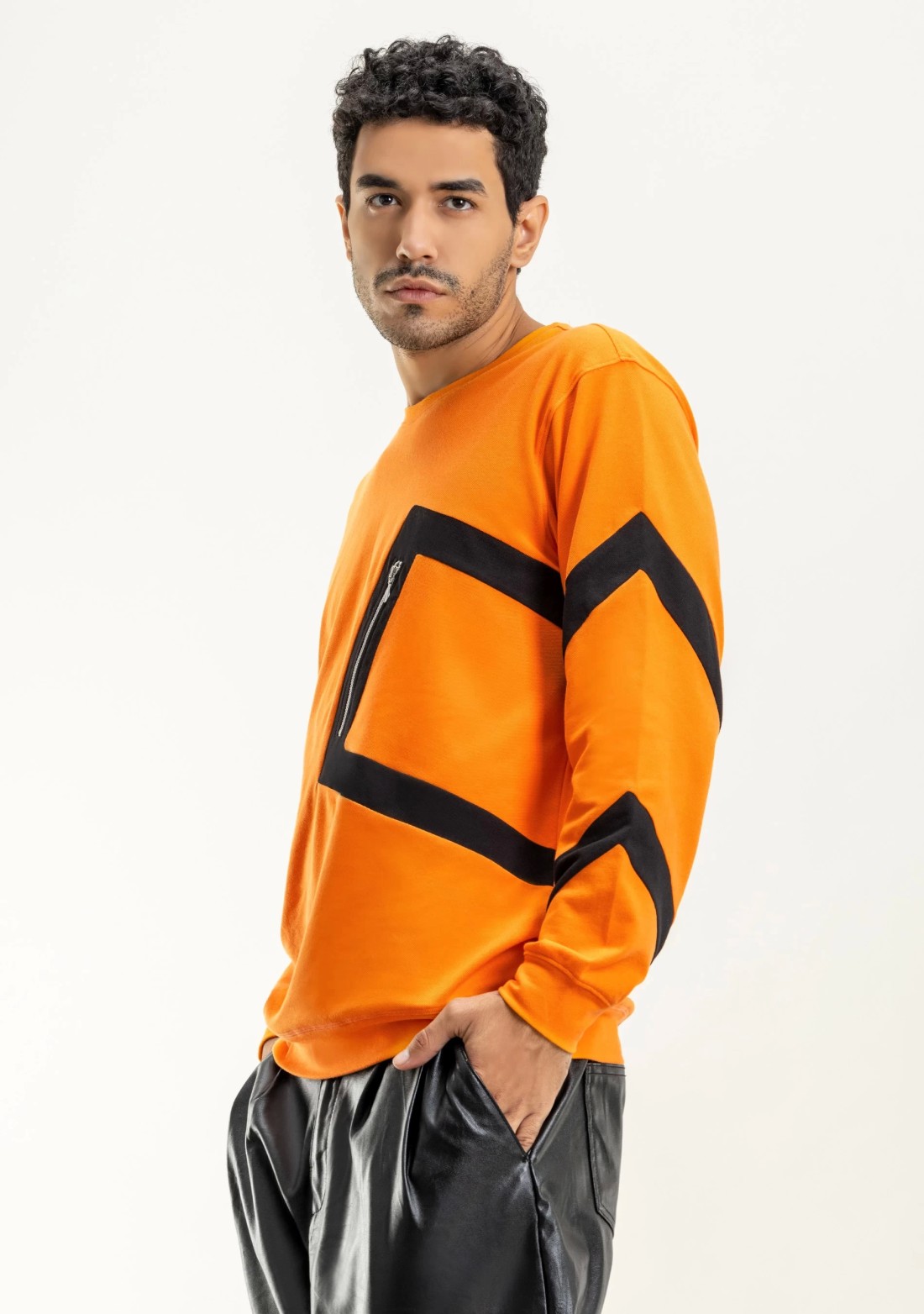 Orange Regular fit Rhysley Men's Full Sleeves T-Shirt