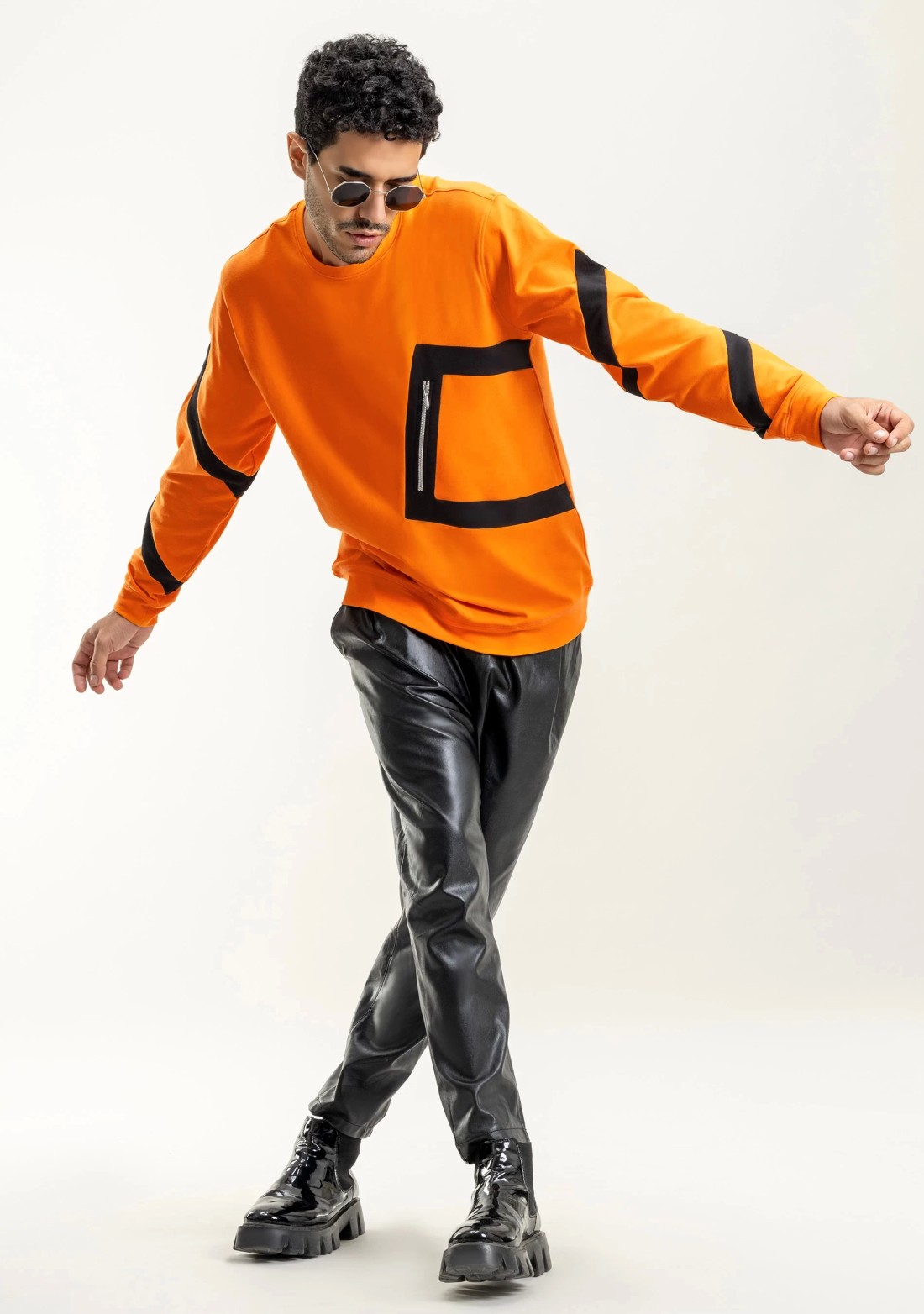 Orange Regular fit Rhysley Men's Full Sleeves T-Shirt