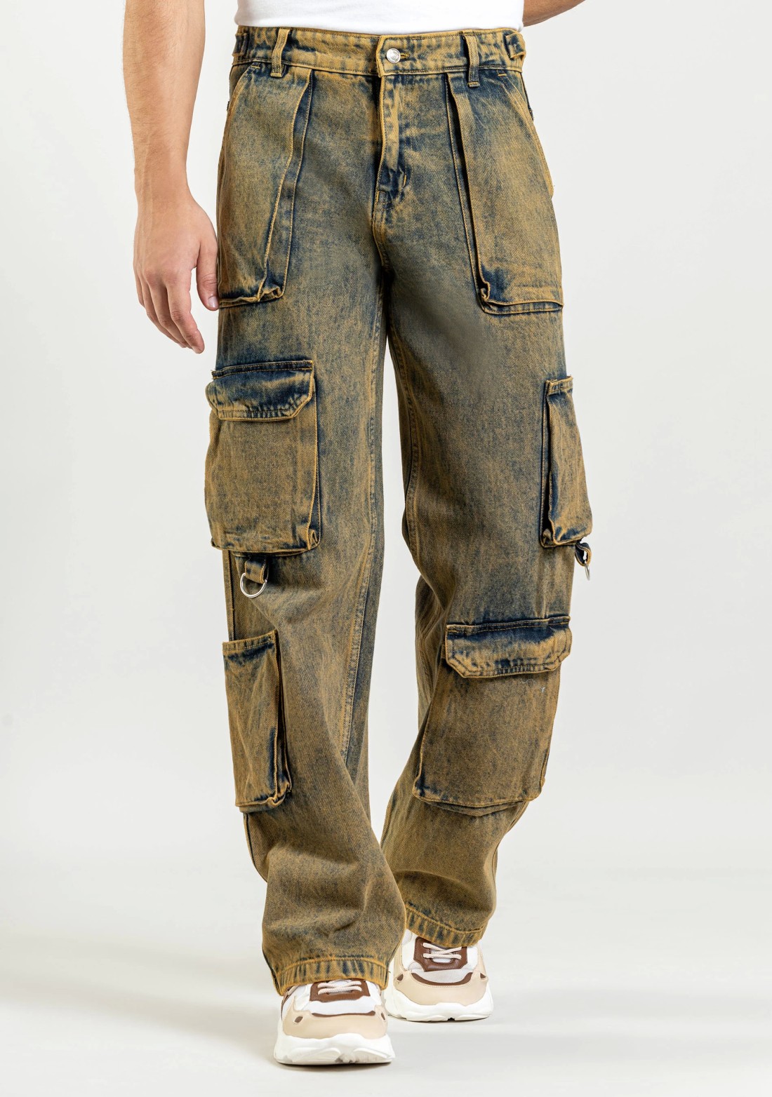 Rust Wide Leg Cargo Style Men's Jeans