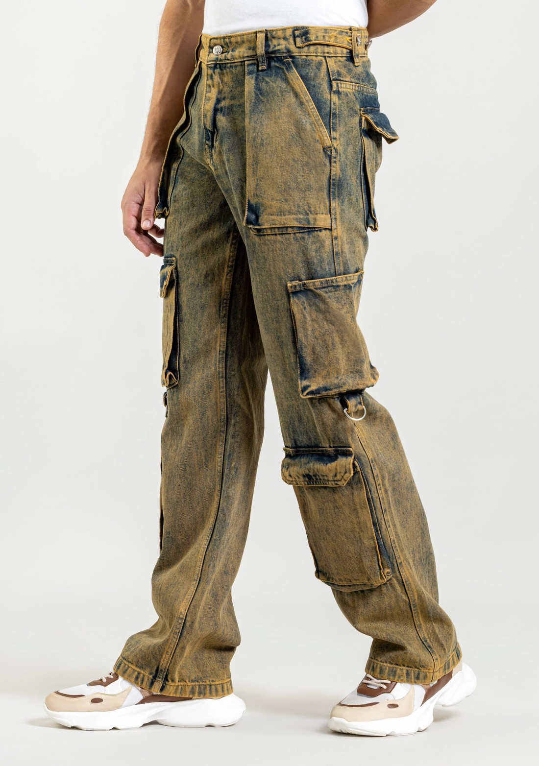 Rust Wide Leg Cargo Style Men's Jeans