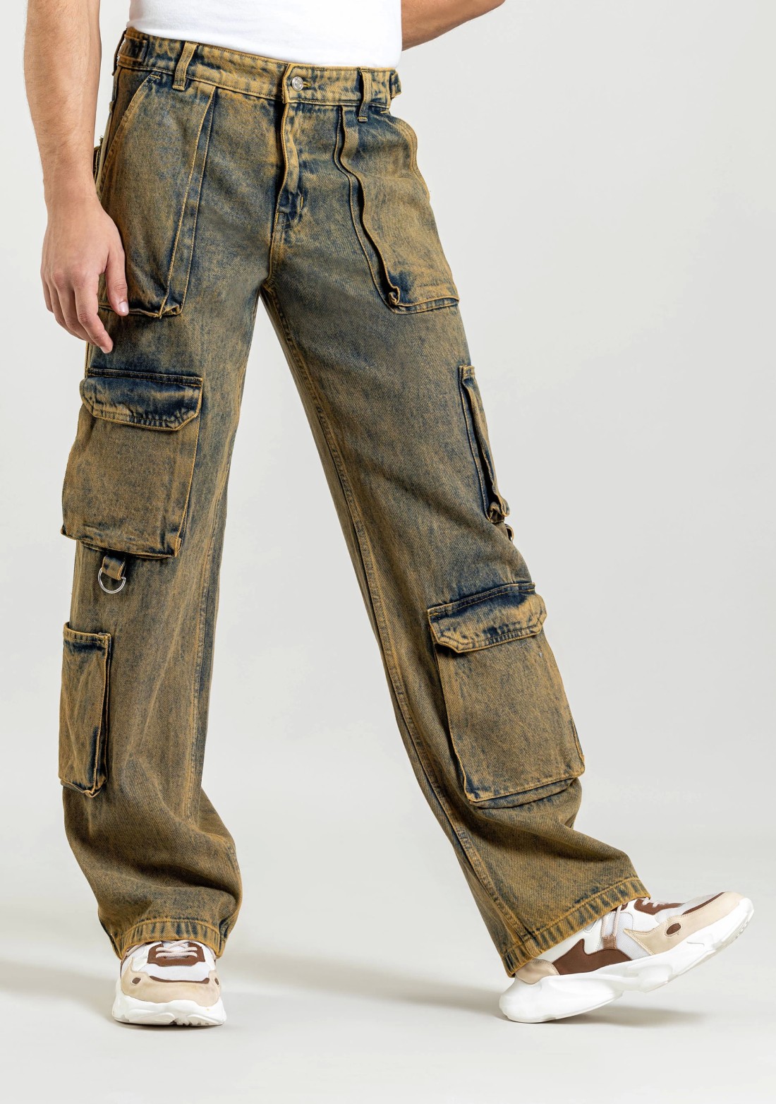 Rust Wide Leg Cargo Style Men's Jeans