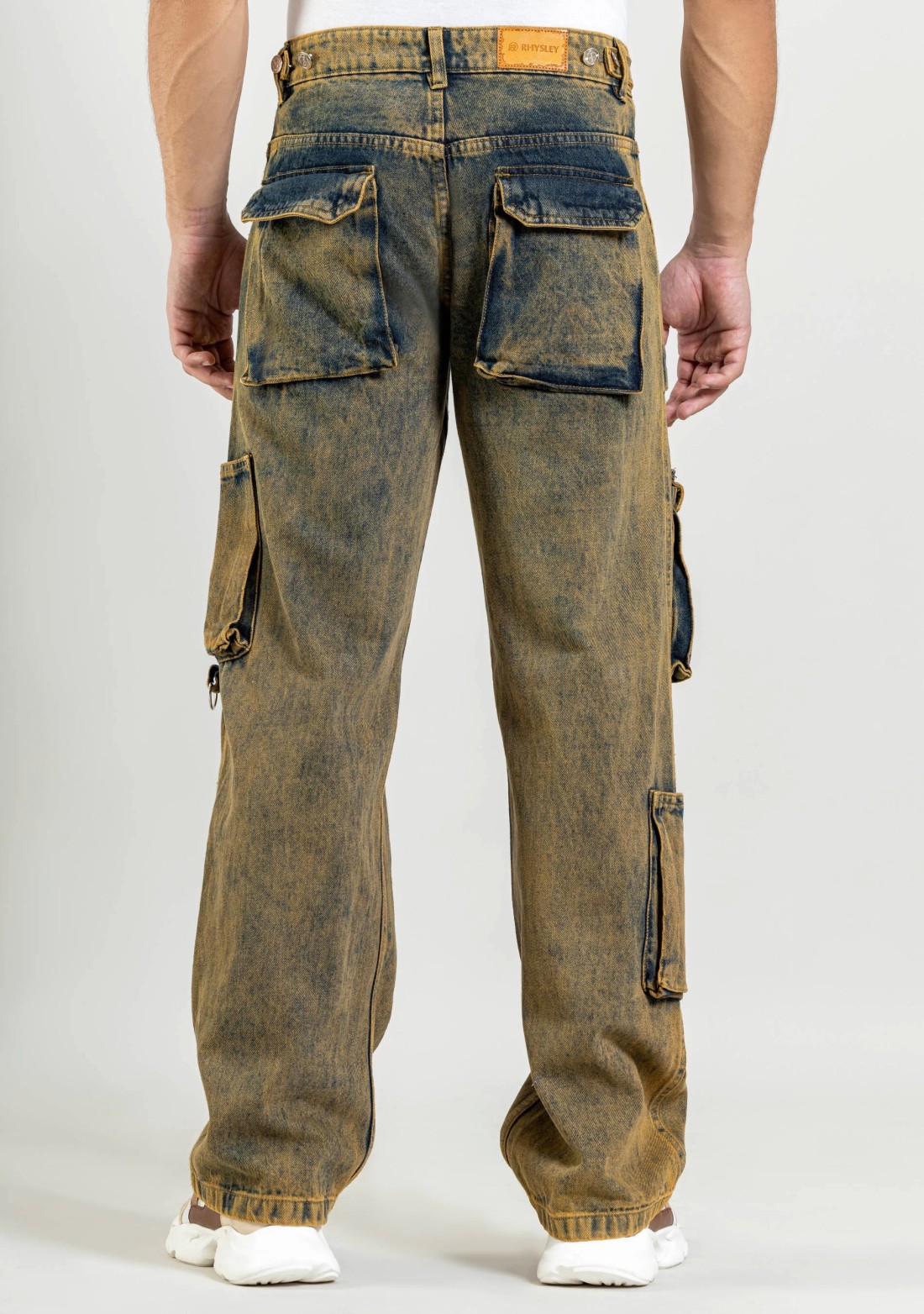 Rust Wide Leg Cargo Style Men's Jeans