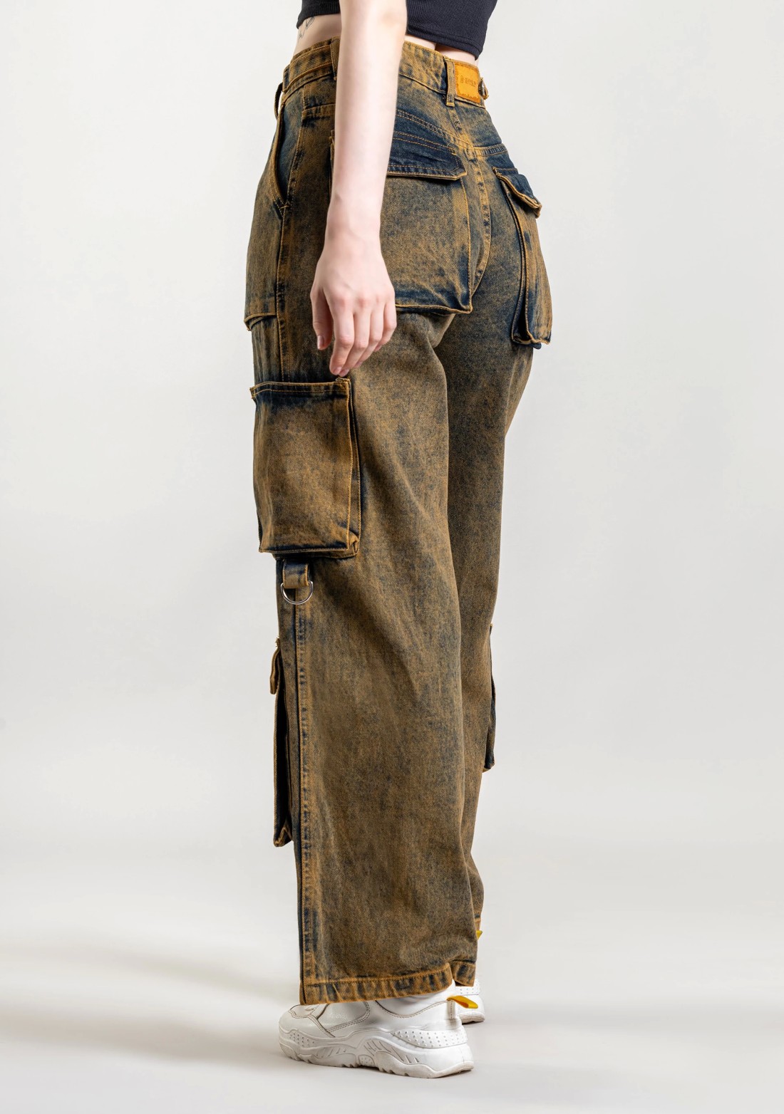 Rust Wide Leg Cargo Style Women's Jeans