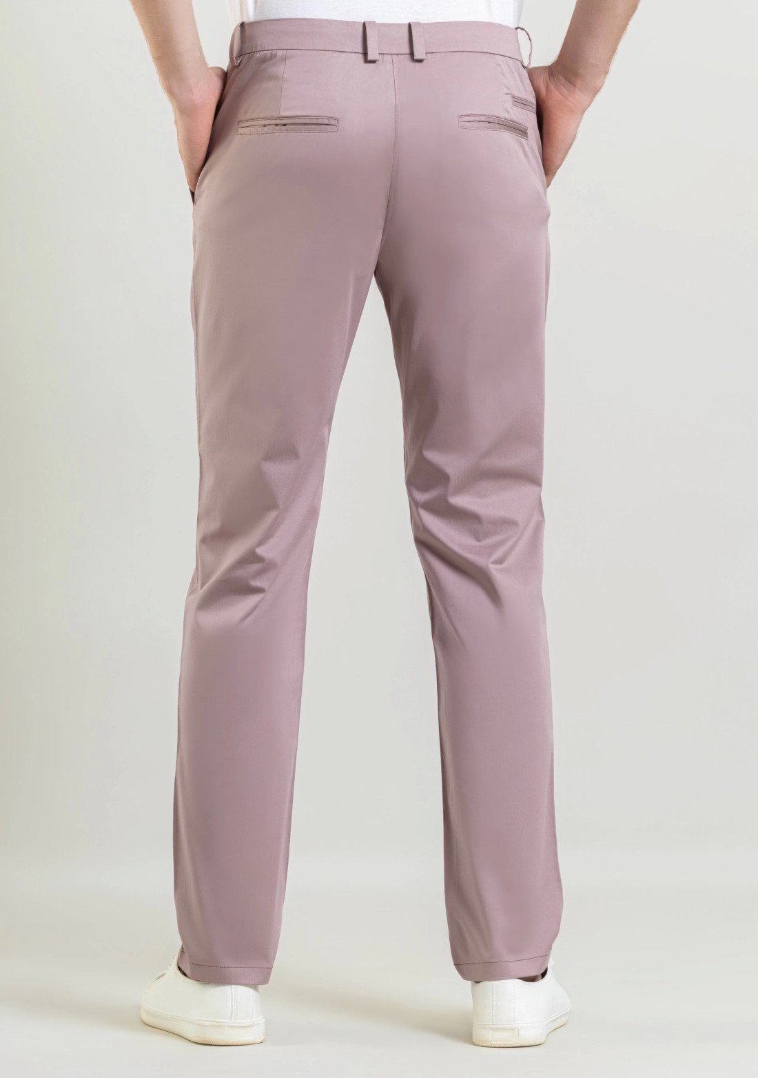 Light Mauve Regular Fit Men's Casual Cotton Trousers