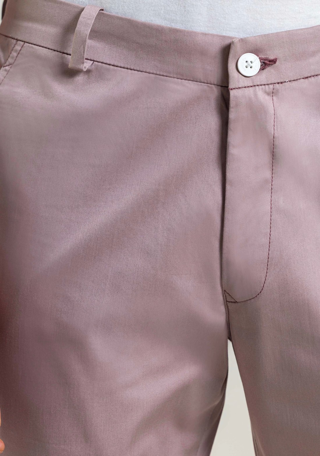 Light Mauve Regular Fit Men's Casual Cotton Trousers