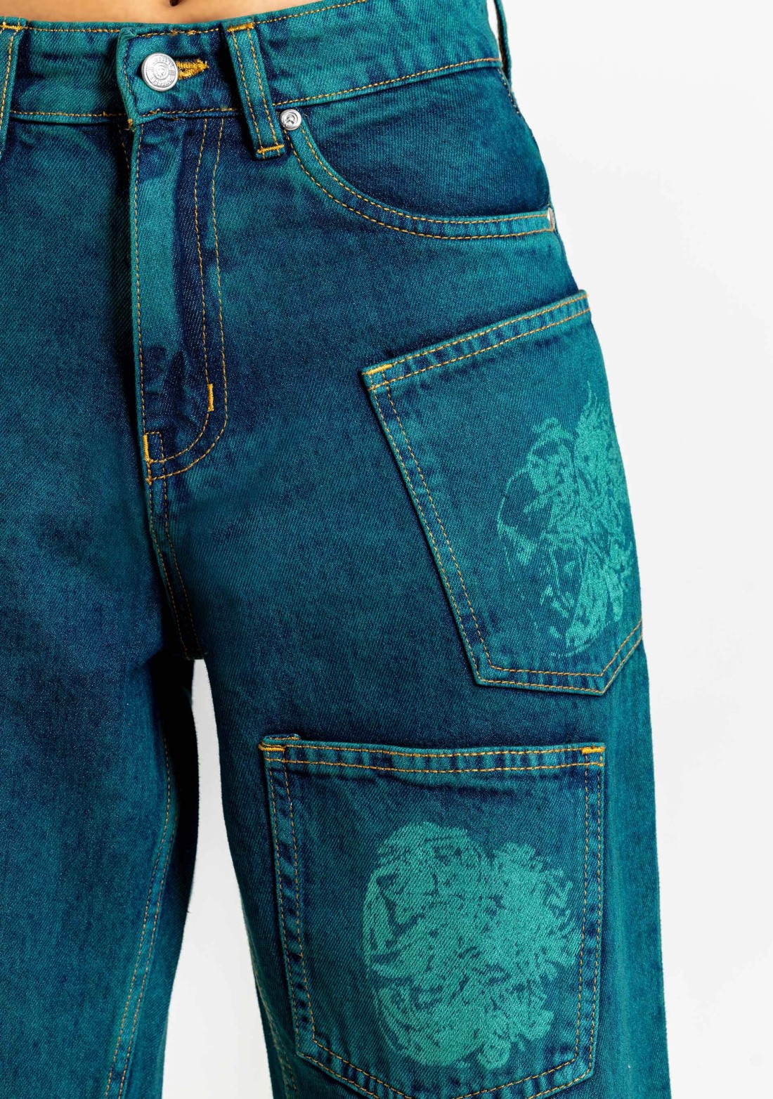 Peacock Green Relaxed Straight Fit Women's Jeans