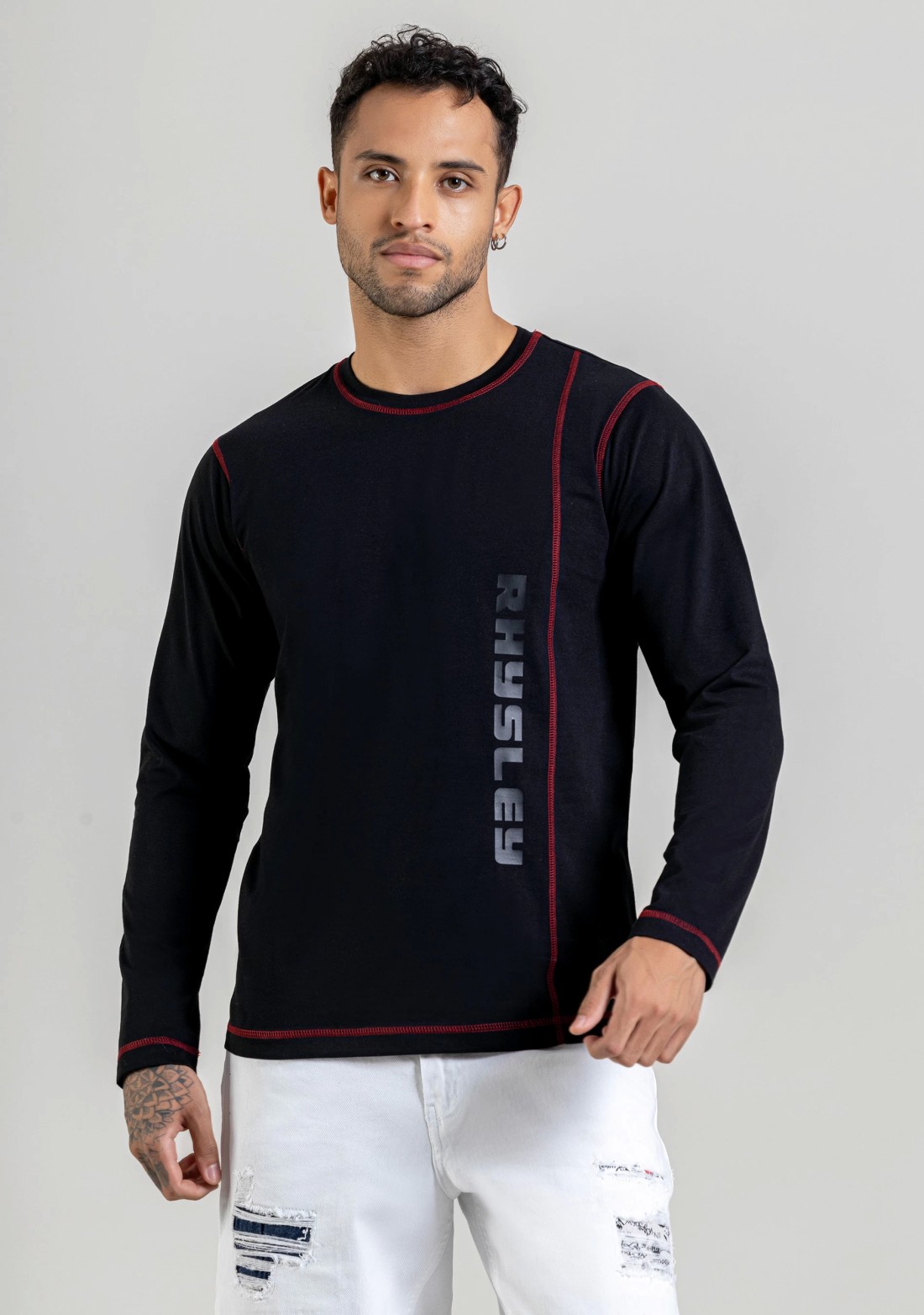 Black Regular Fit Men's Full Sleeves T-Shirt