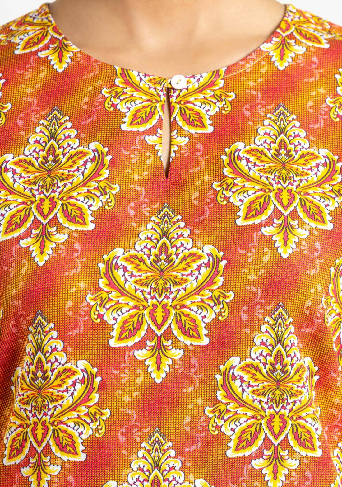 Multi Colour Ethnic Boota Print Straight Cotton Kurta