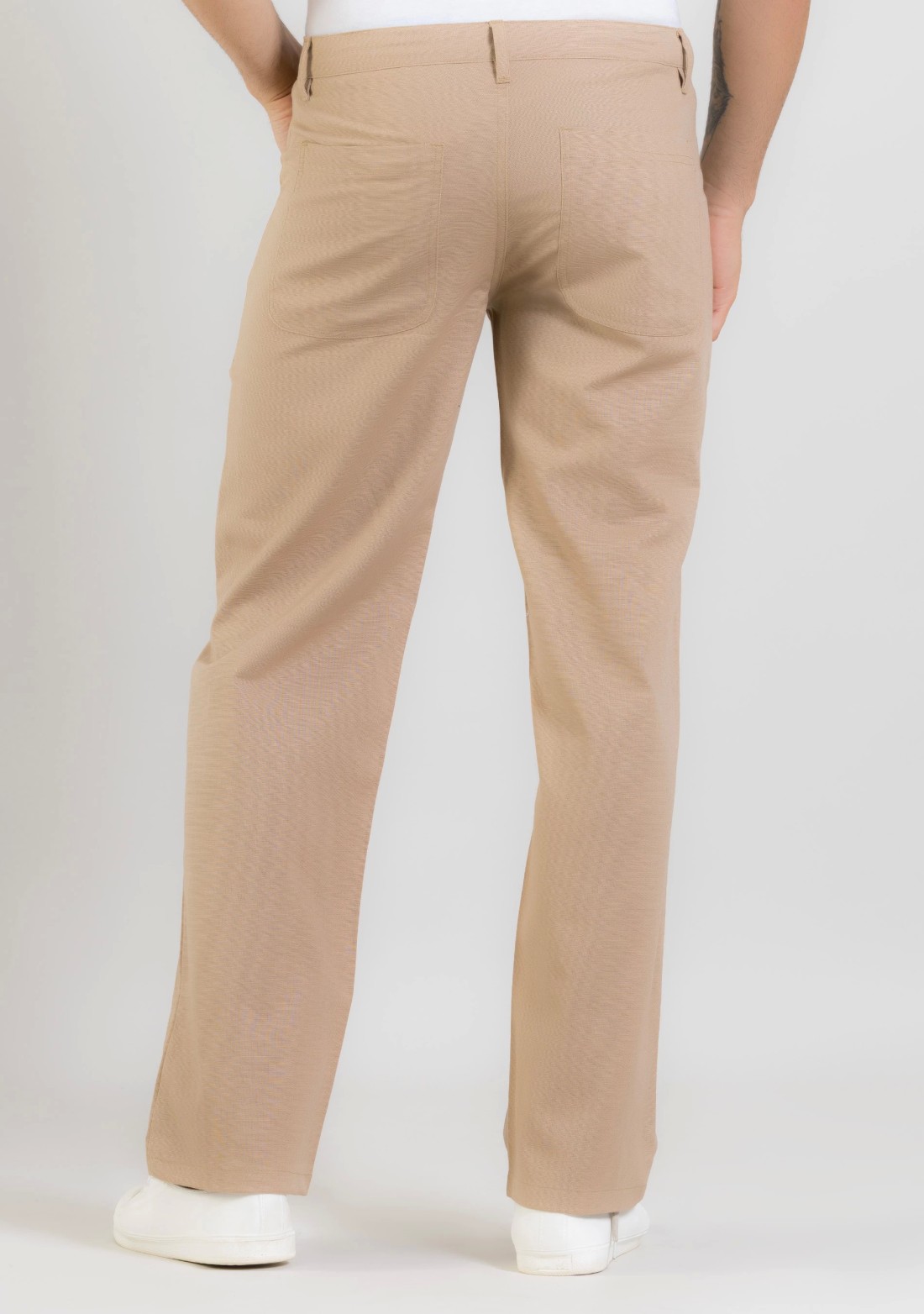 Khaki Wide Leg Men’s Casual Cotton Trousers