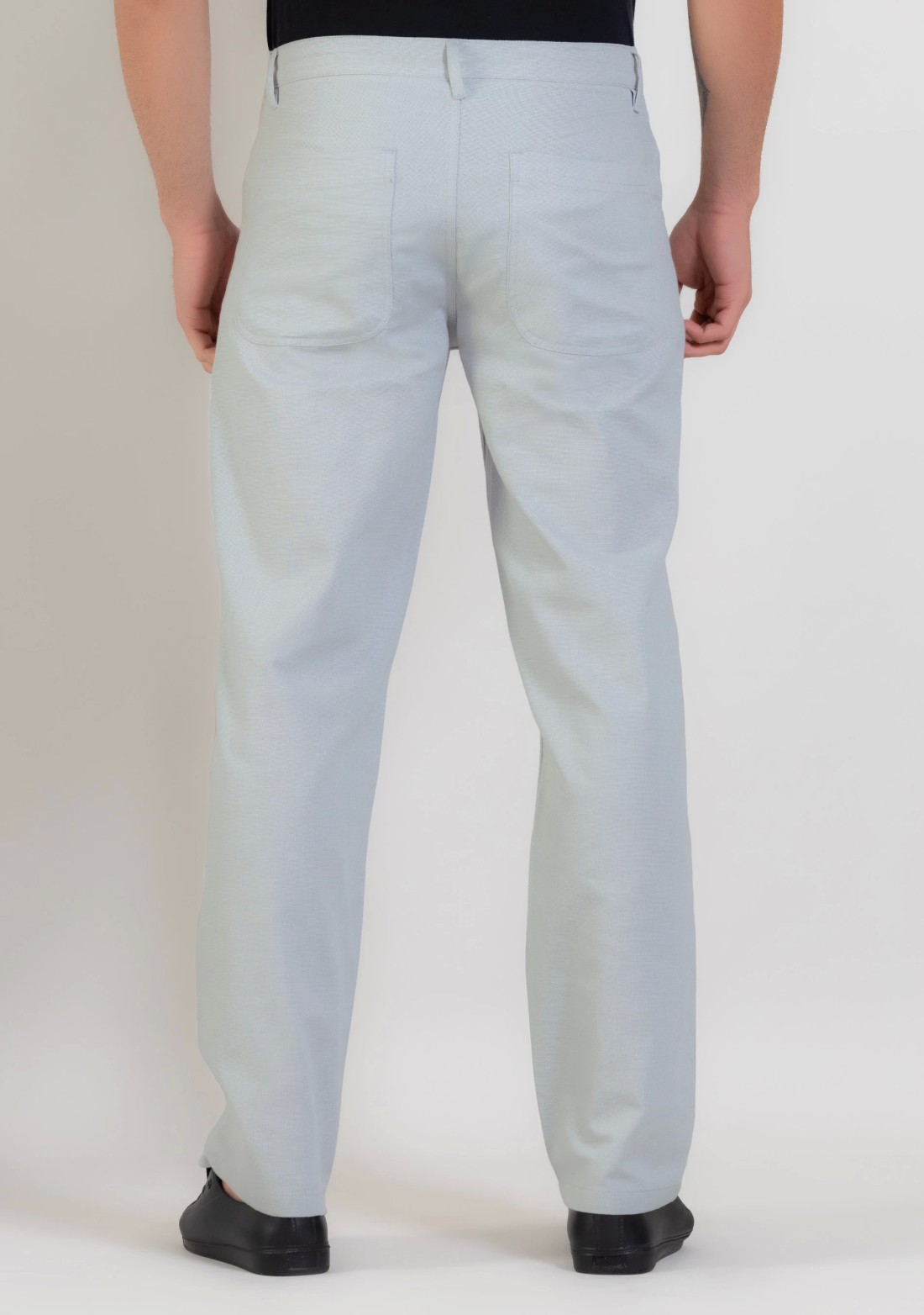 Grey Wide Leg Men’s Casual Cotton Trousers