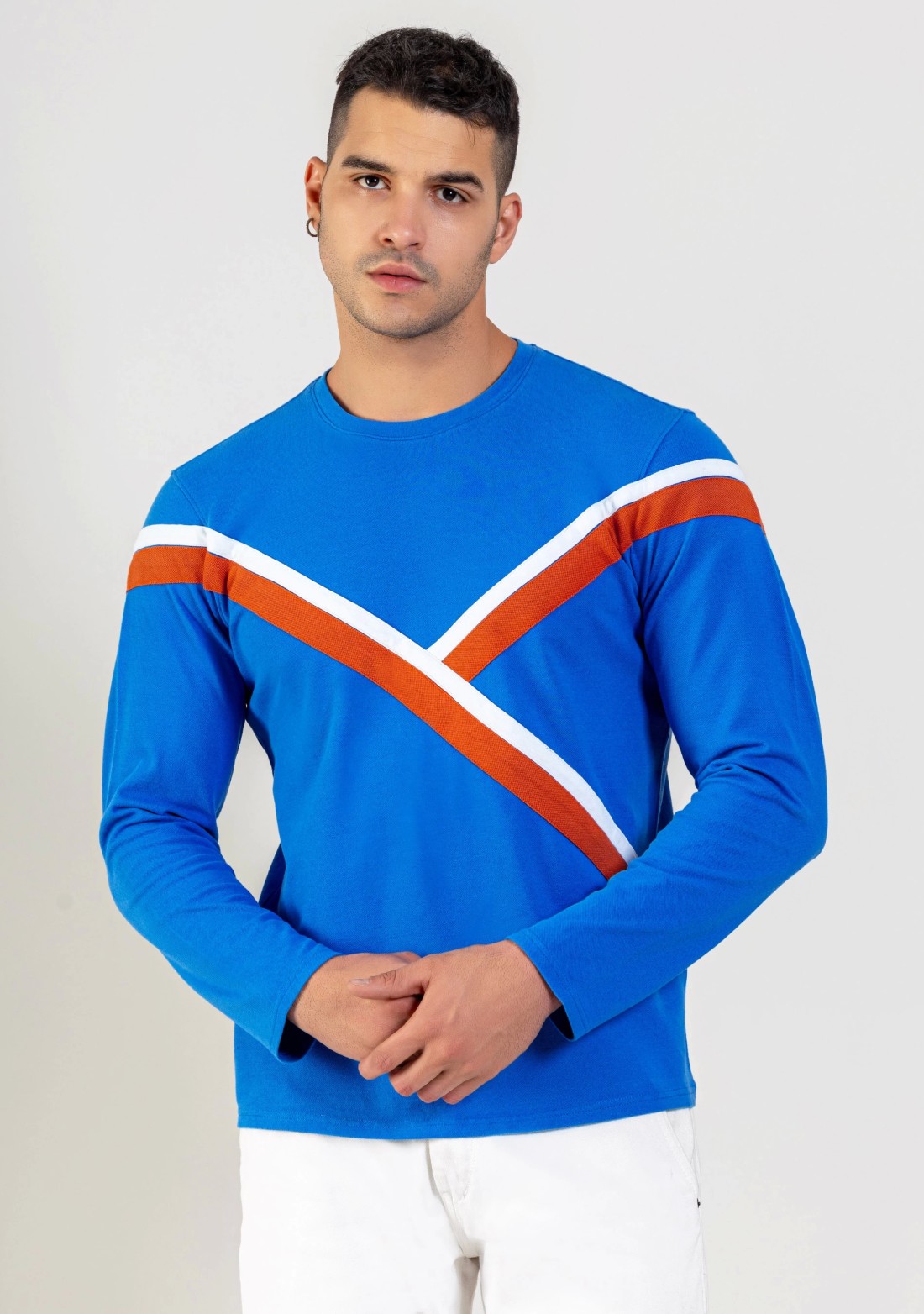 Cobalt Blue Regular Fit Men's Round Neck T-shirt