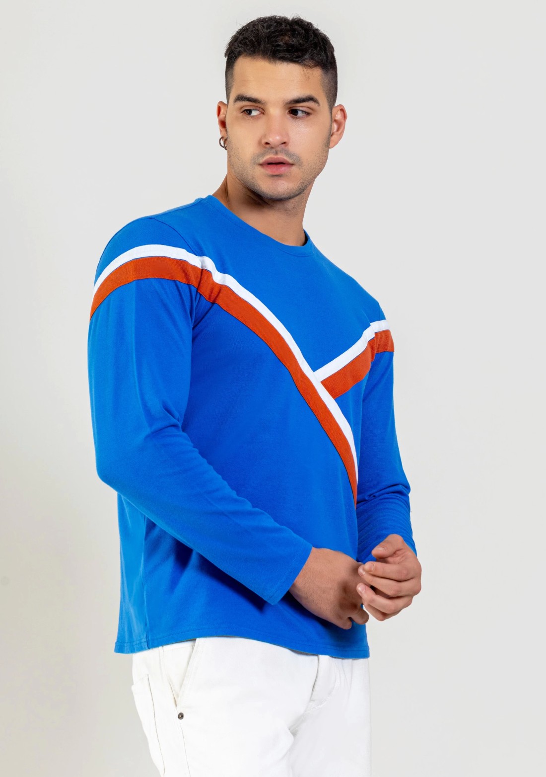 Cobalt Blue Regular Fit Men's Round Neck T-shirt