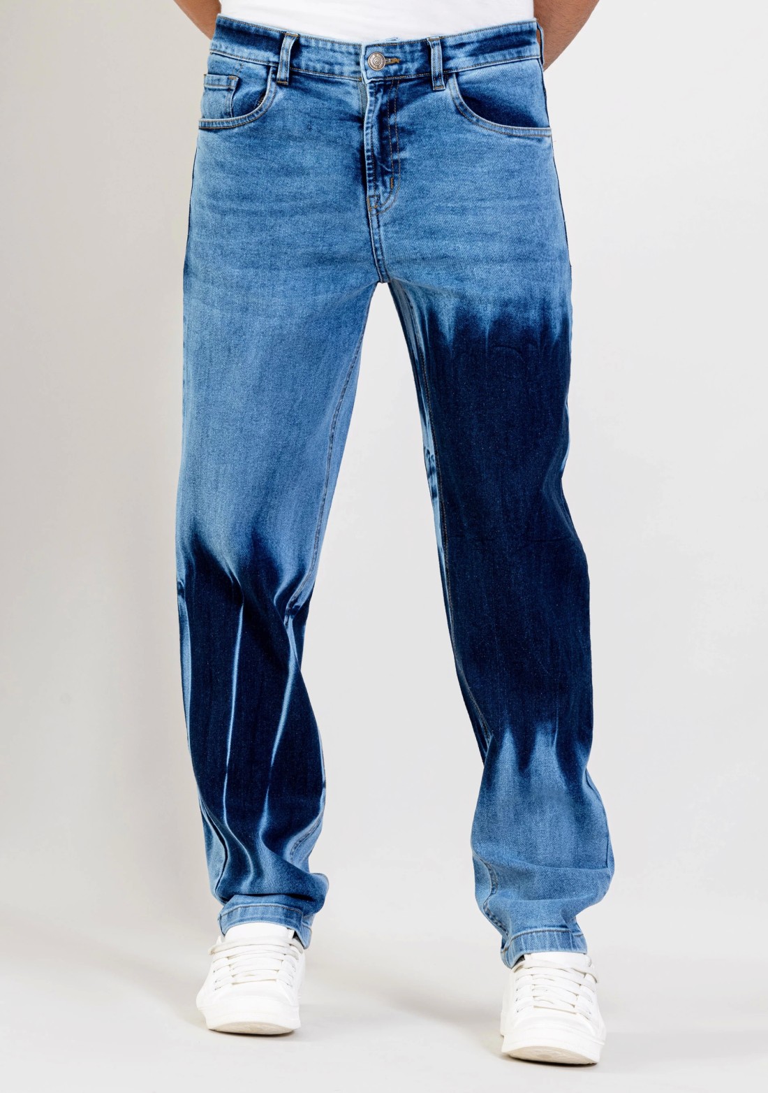 Blue Tie and Dye Regular Fit Men's Jeans