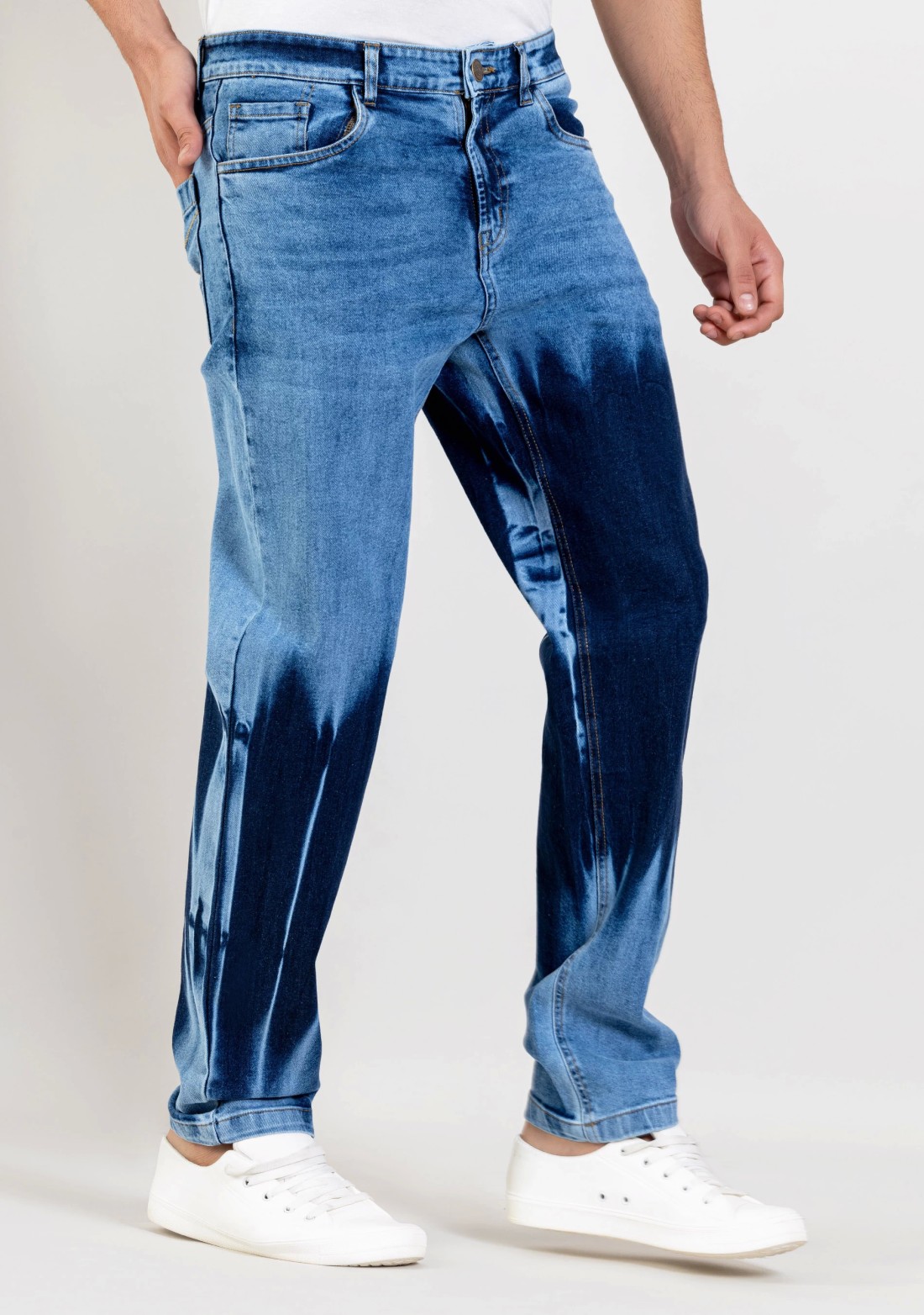 Blue Tie and Dye Regular Fit Men's Jeans