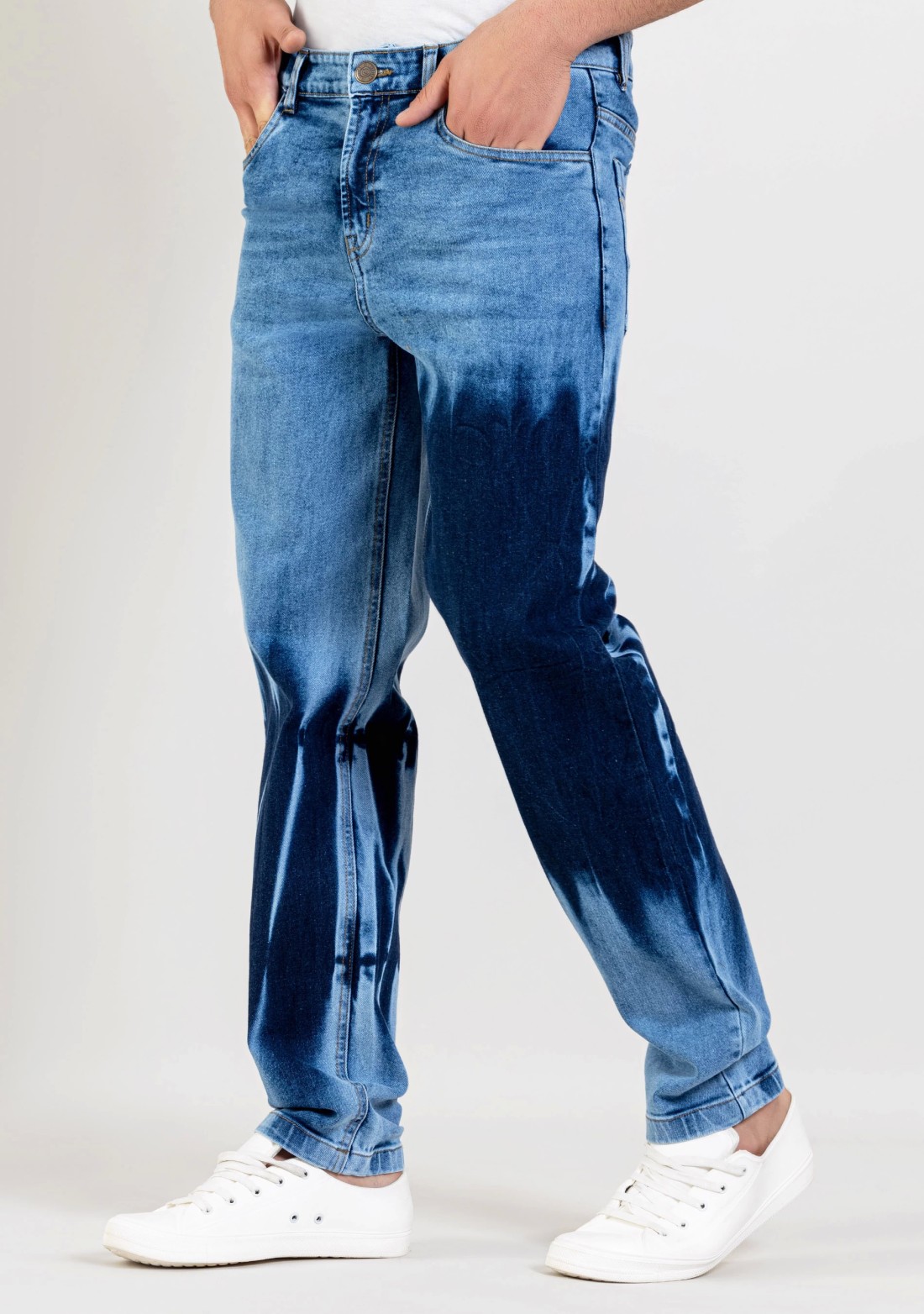 Blue Tie and Dye Regular Fit Men's Jeans