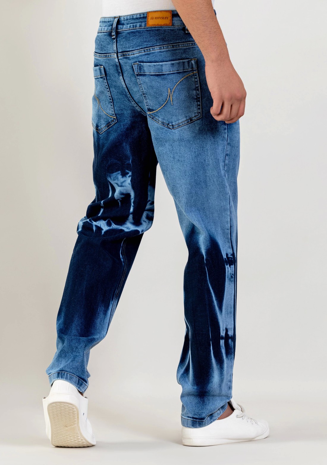 Blue Tie and Dye Regular Fit Men's Jeans