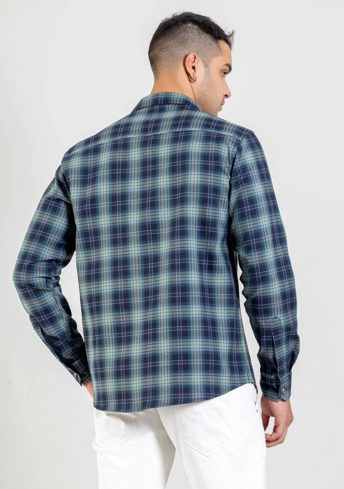 Forest Green Regular Fit Men's Cotton Check Shirt