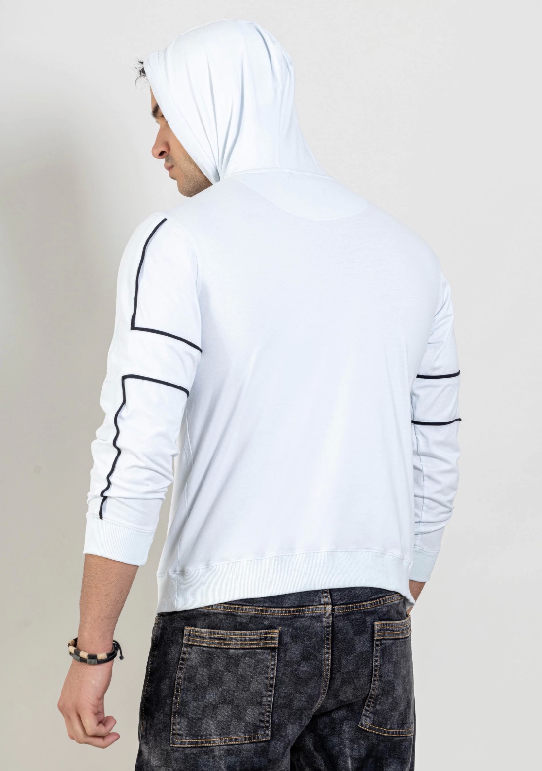 White Regular Fit Men's Hooded T-shirt