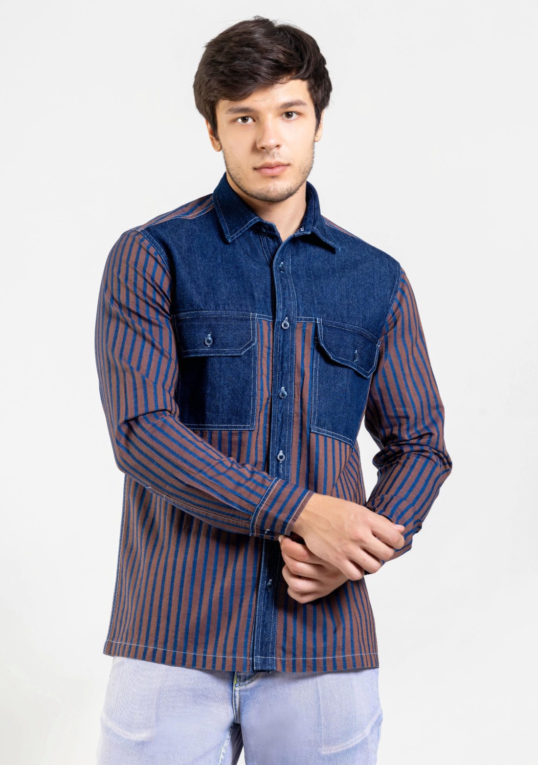 Blue Stripe Regular Fit Men's Casual Shirt