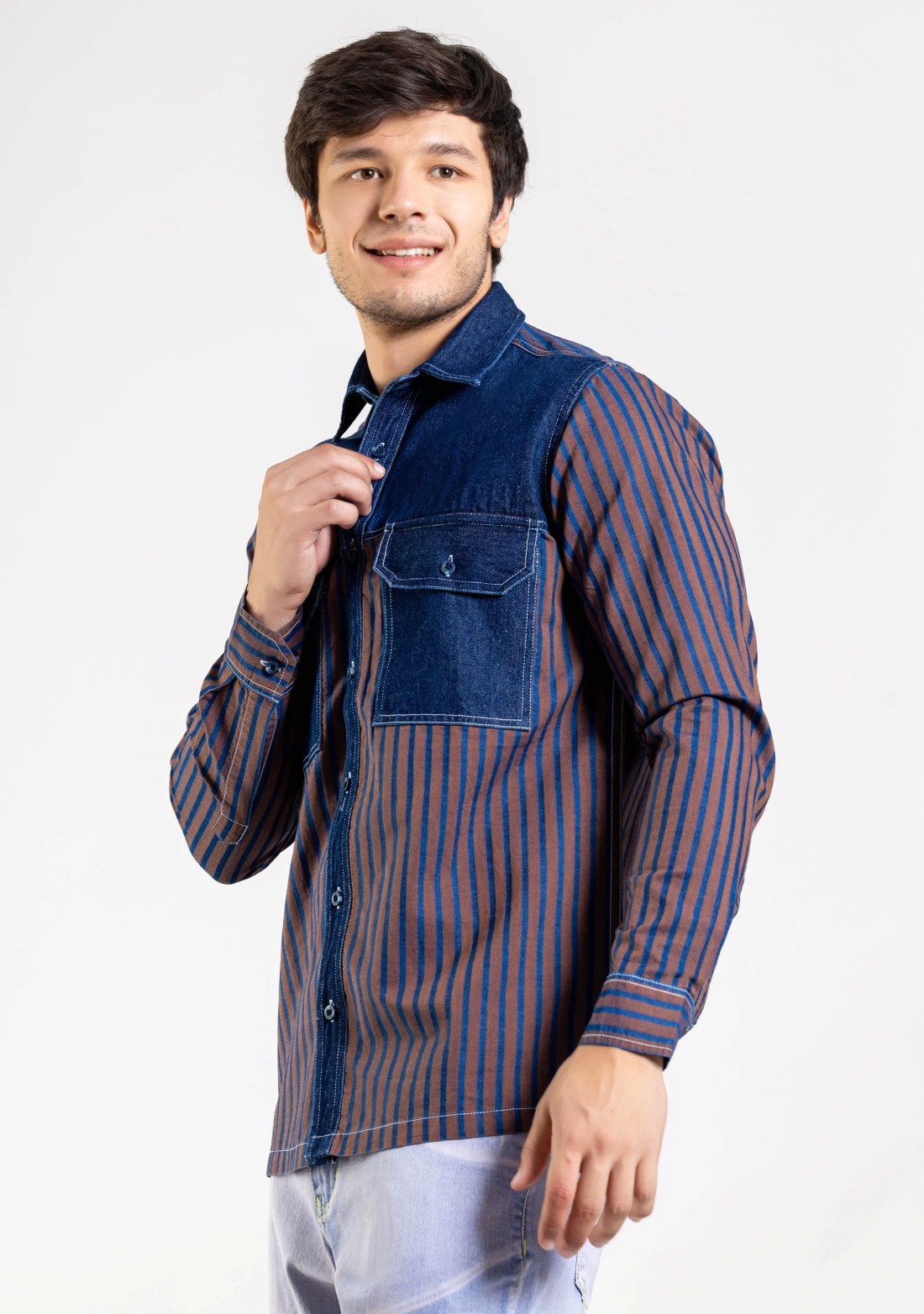 Blue Stripe Regular Fit Men's Casual Shirt