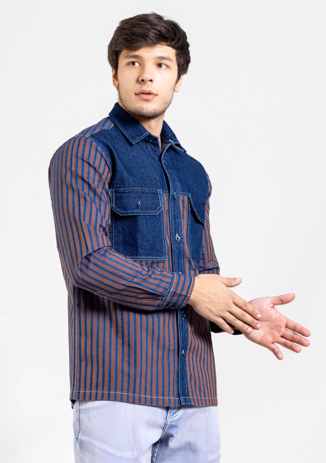 Blue Stripe Regular Fit Men's Casual Shirt