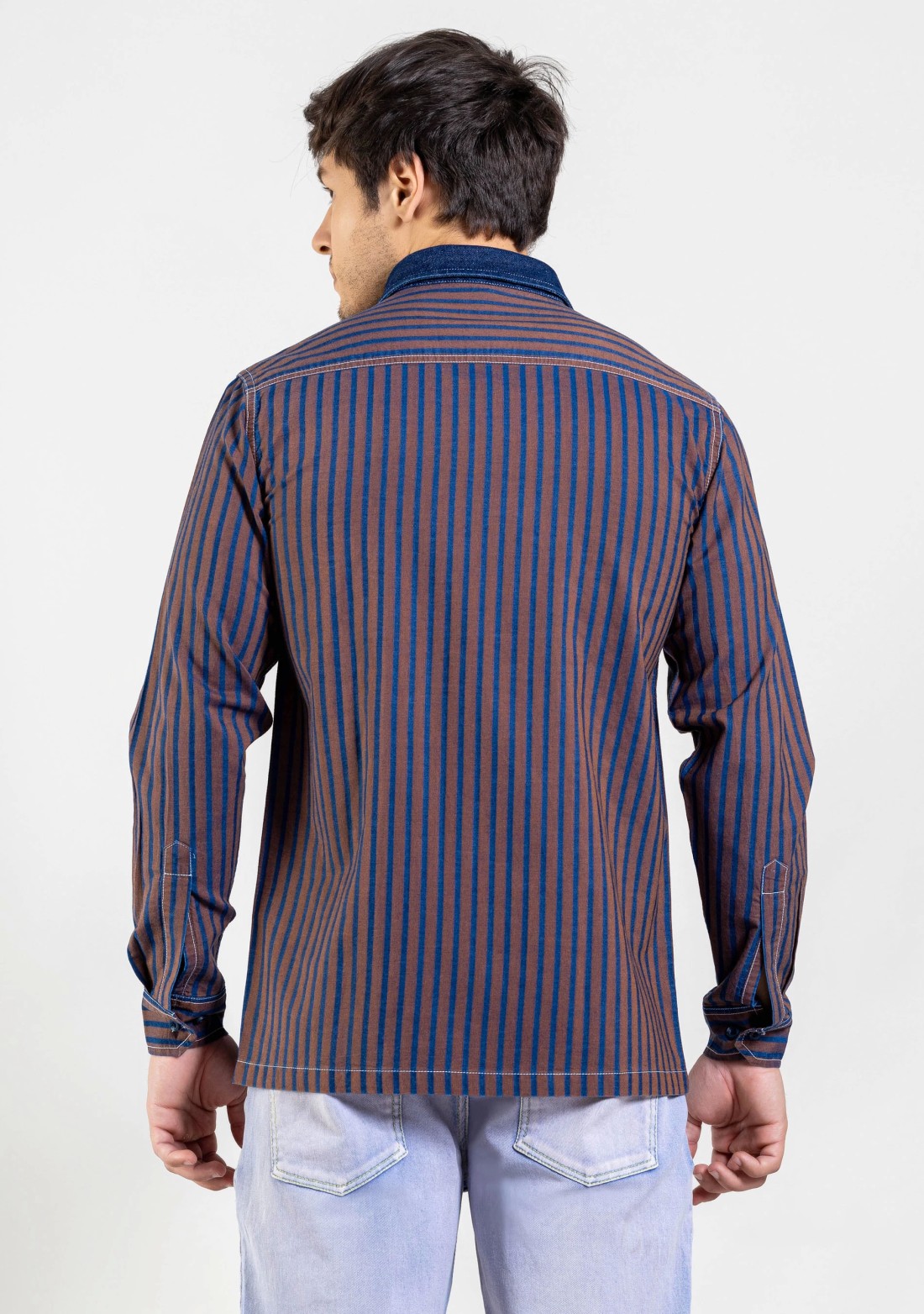 Blue Stripe Regular Fit Men's Casual Shirt