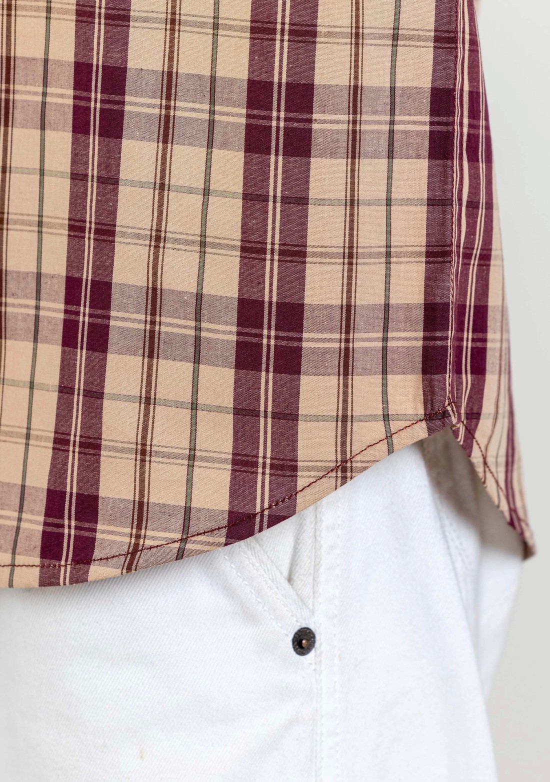 Beige Regular Fit Men's Cotton Check Shirt