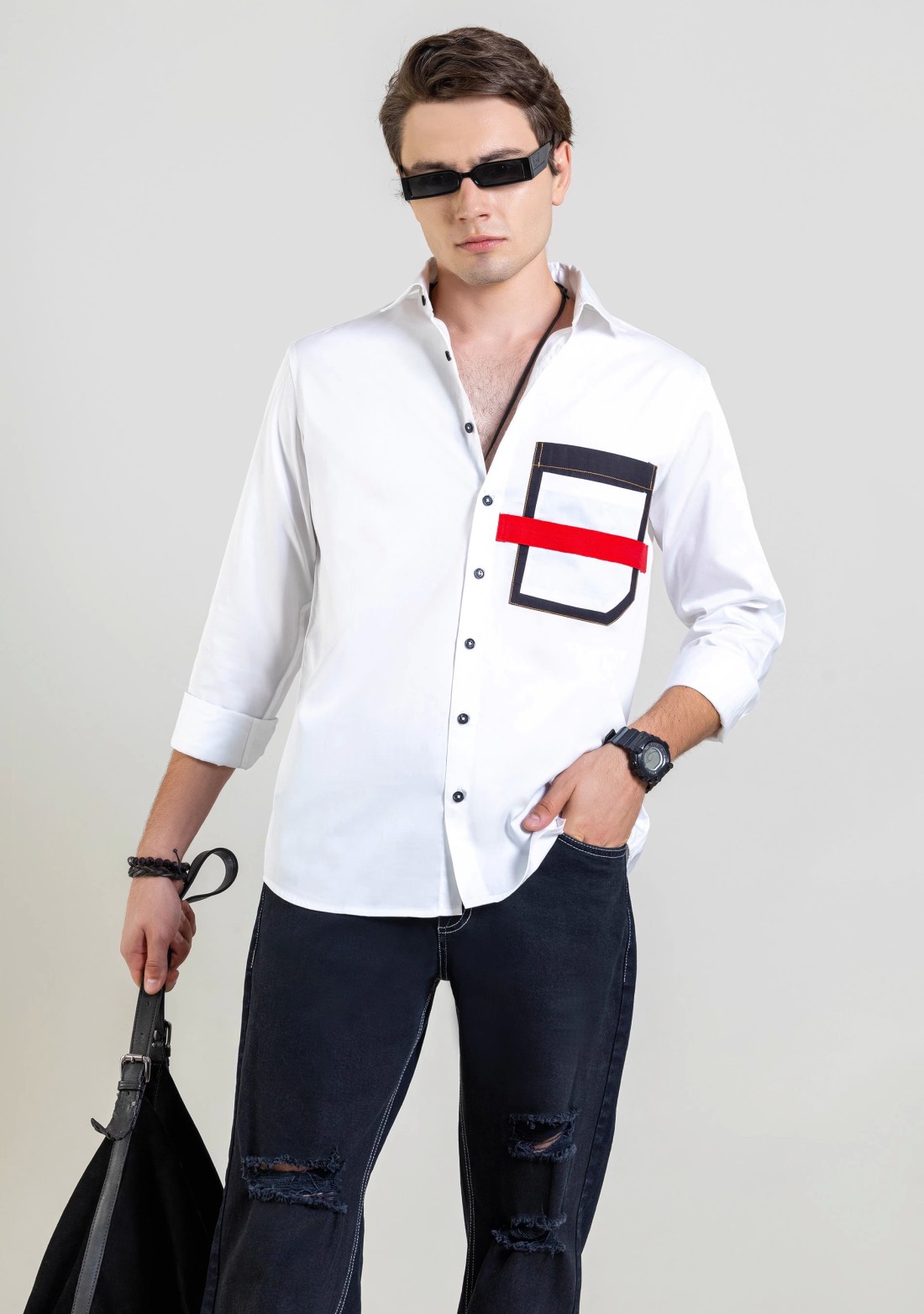 White Regular Fit Men's Cotton Shirt