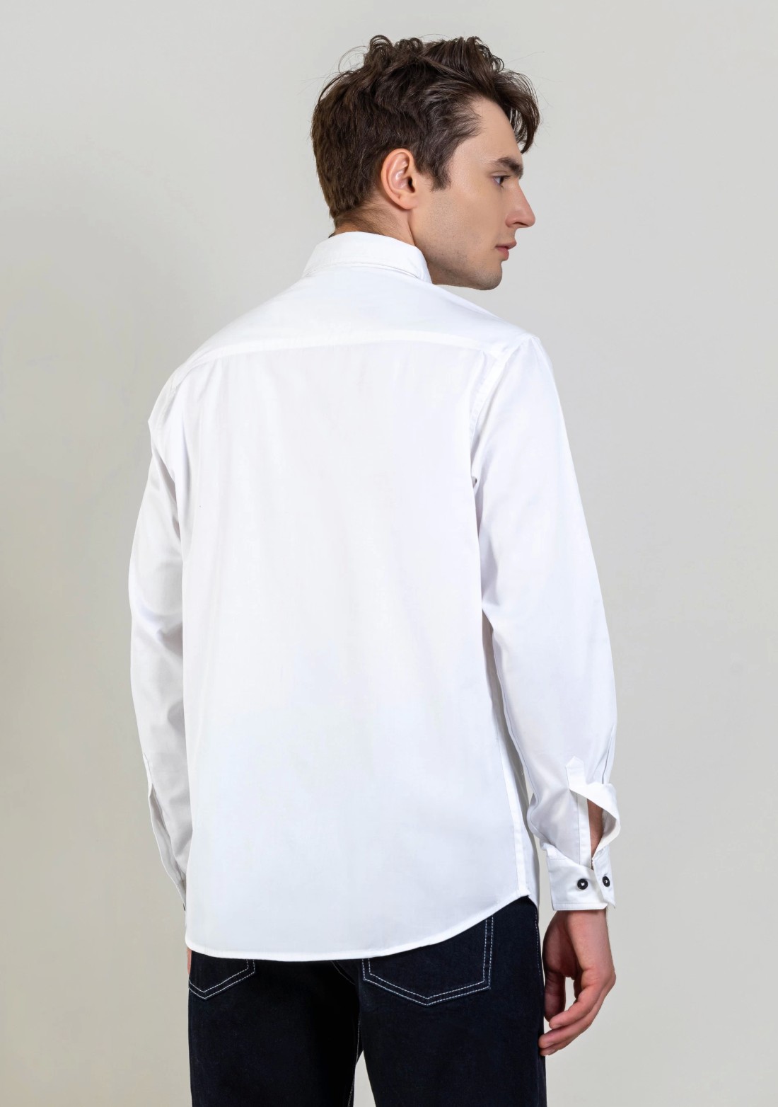 White Regular Fit Men's Cotton Shirt