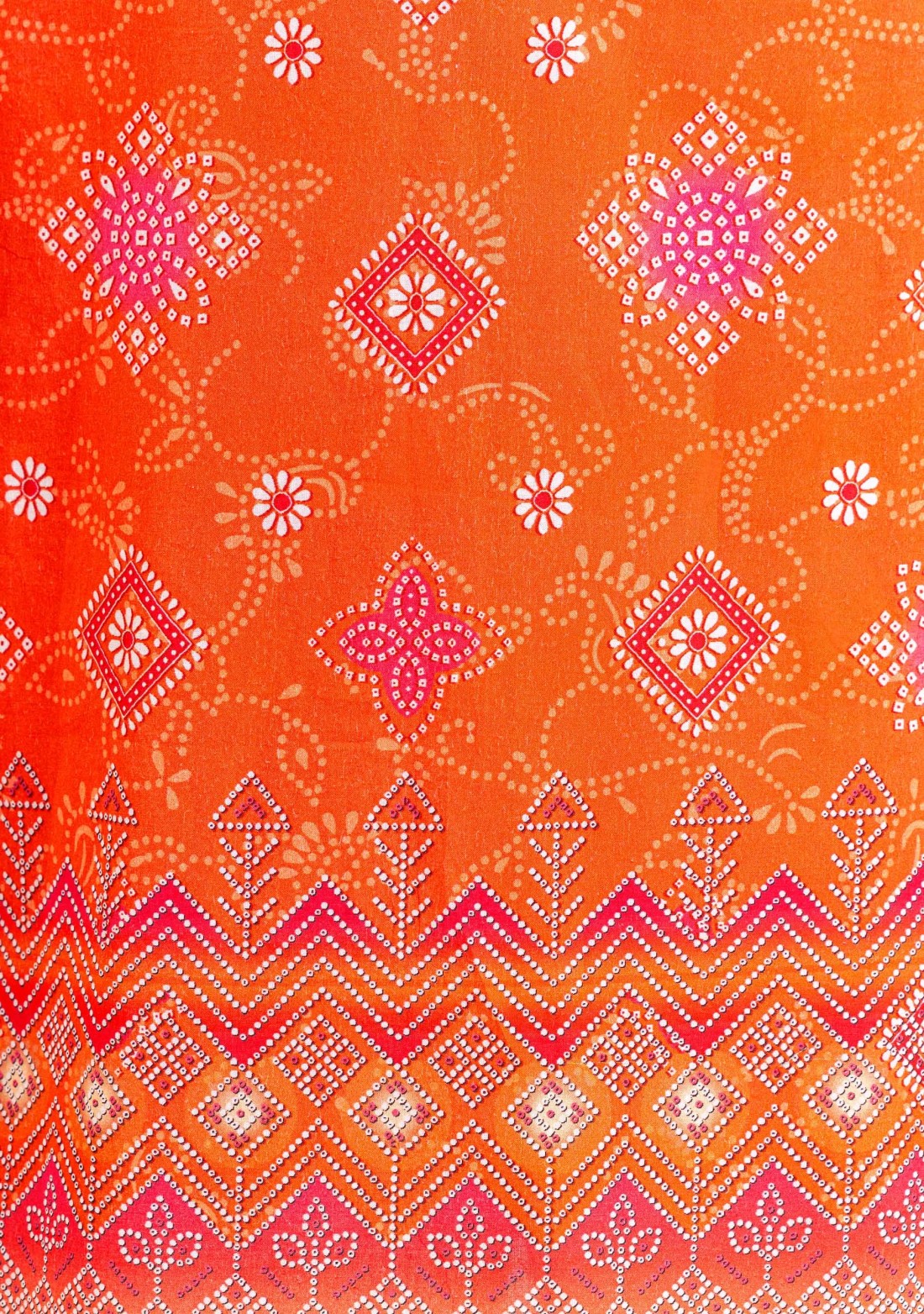 Orange Ethnic Print Cotton Straight Kurta