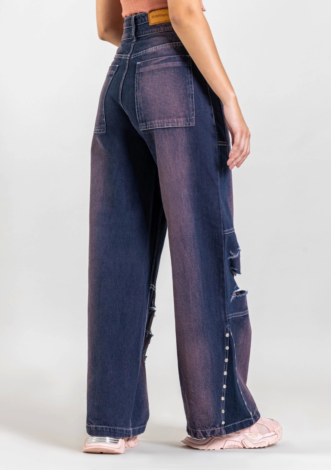 Bluish Purple Wide Leg Women's Fashion Jeans