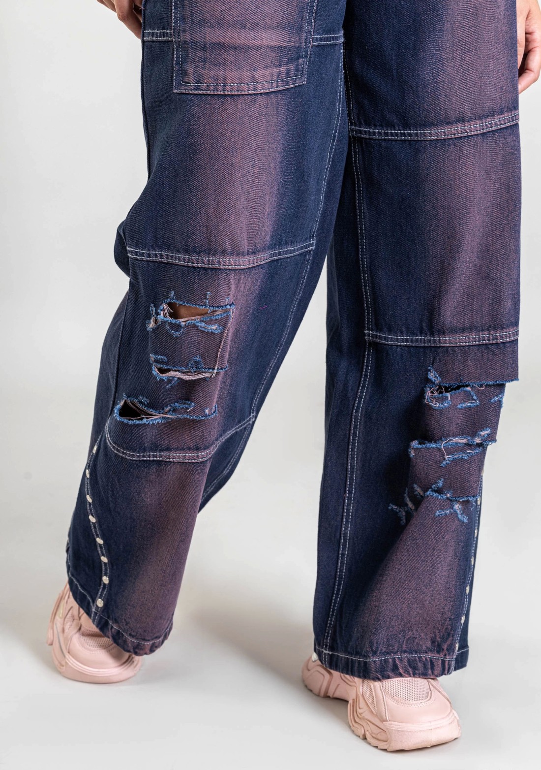 Bluish Purple Wide Leg Women's Fashion Jeans