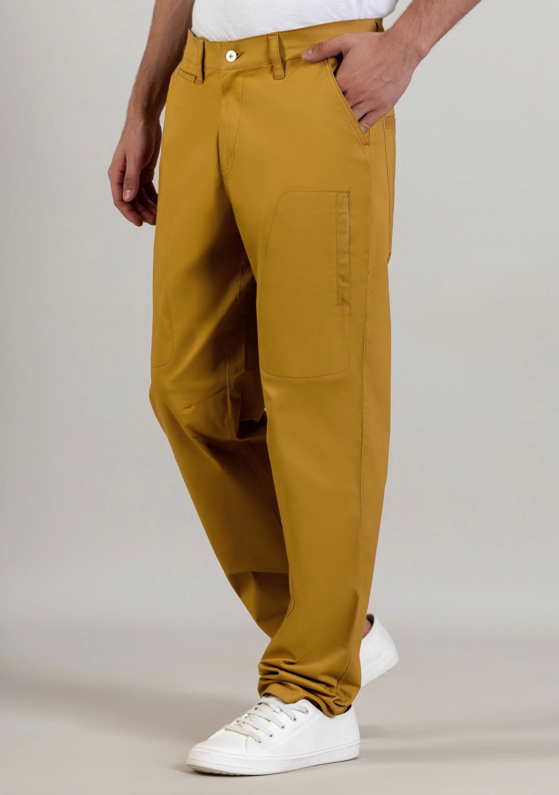 Yellow Ochre Regular Fit Men’s  Casual Cotton Trousers