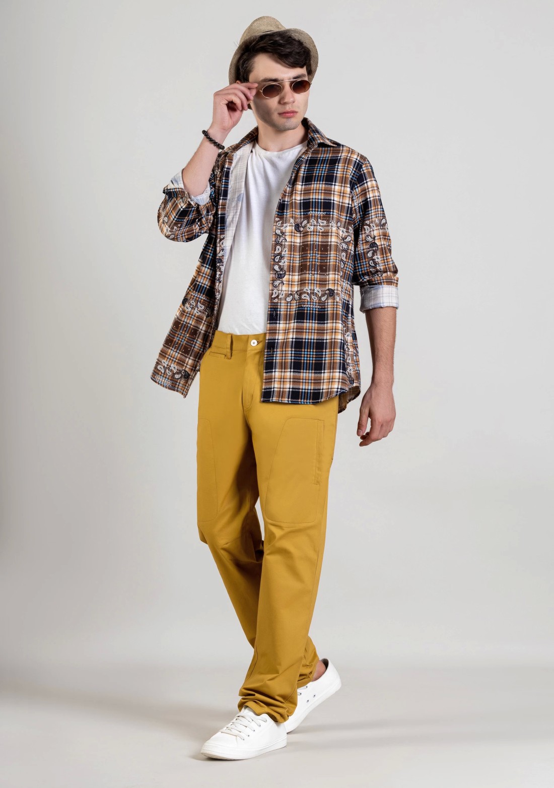 Yellow Ochre Regular Fit Men’s  Casual Cotton Trousers