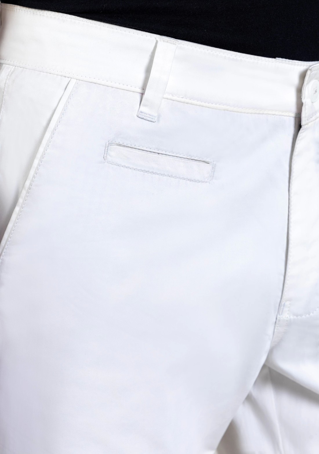 White Regular Fit  Men's Cotton Casual Trousers