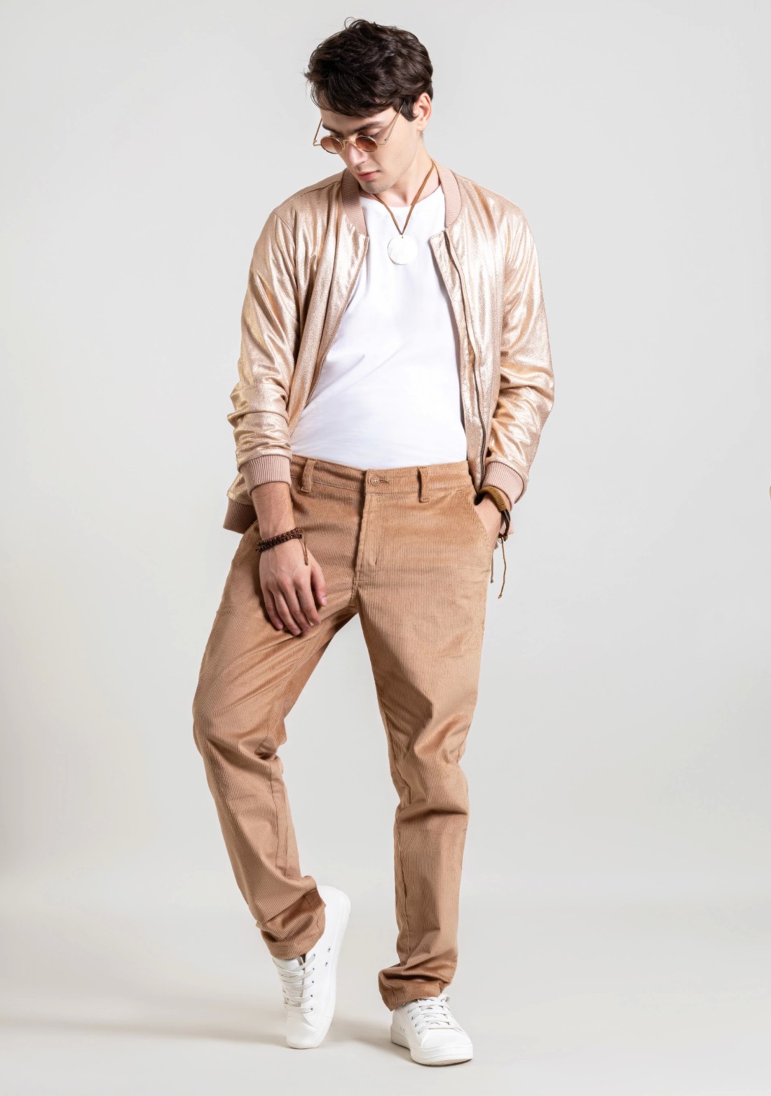 Camel Brown Regular Fit Men’s Casual Corduroy Trousers