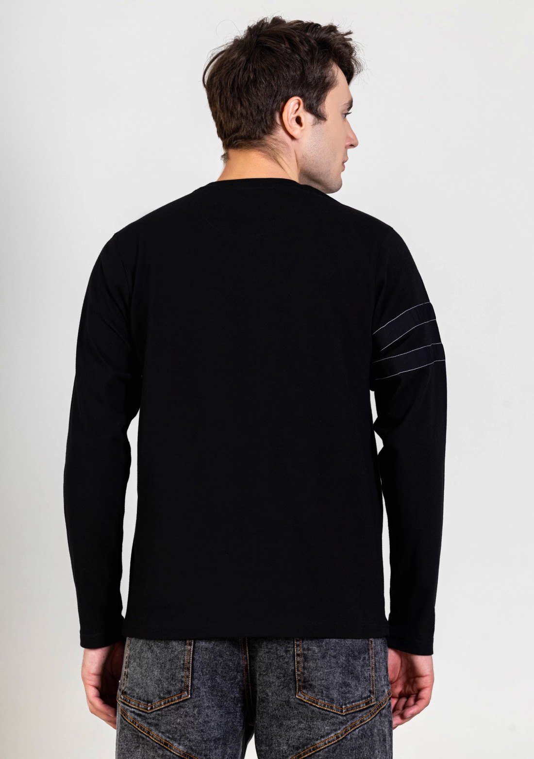 Black Regular Fit Men's Full Sleeves T-Shirt