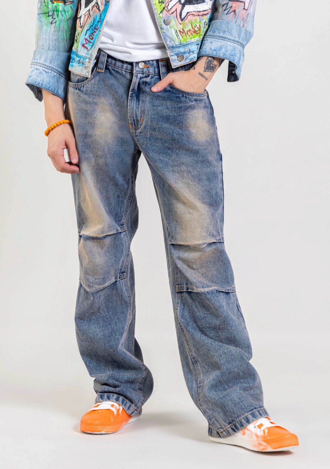 Blue Wide Leg Men's Fashion Jeans