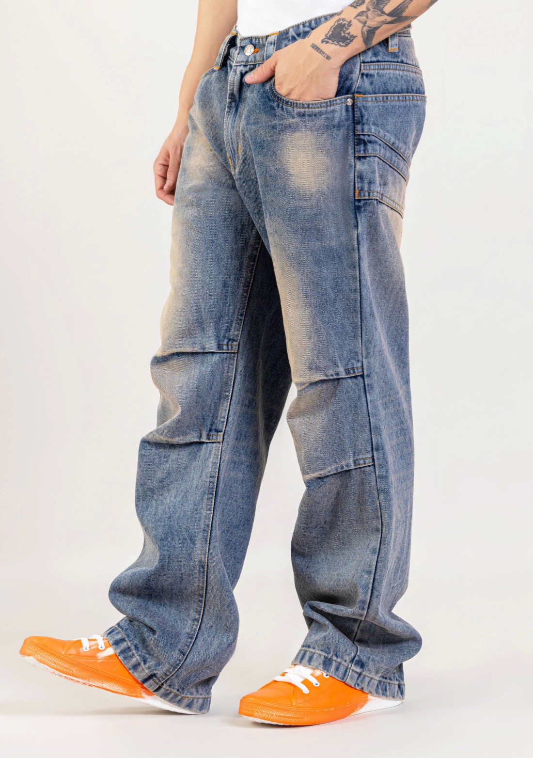 Blue Wide Leg Men's Fashion Jeans